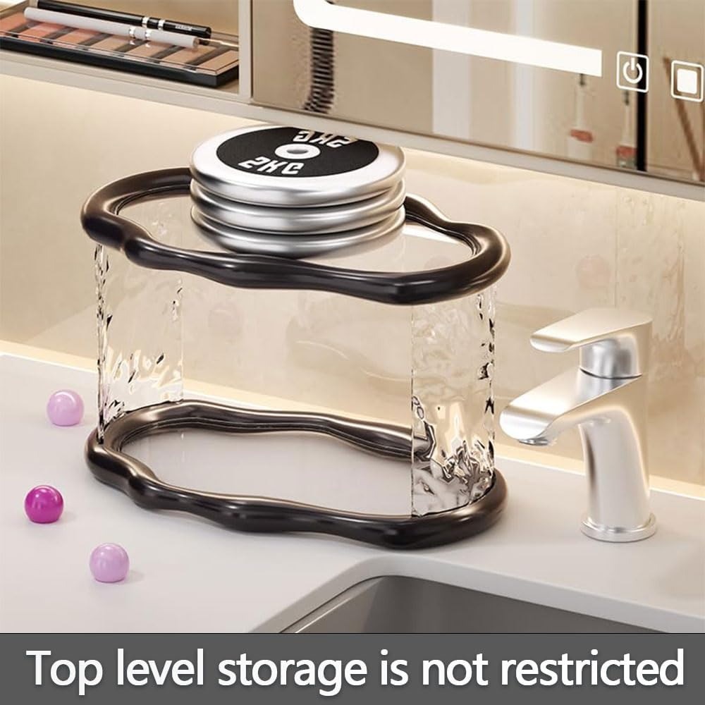 2-Tier Cloud-Inspired Acrylic Organizer &ndash; Black Vanity Storage Rack for Bathroom, Bedroom, and Dressing Table, Perfume Makeup Skincare Cosmetic Holder image number 2