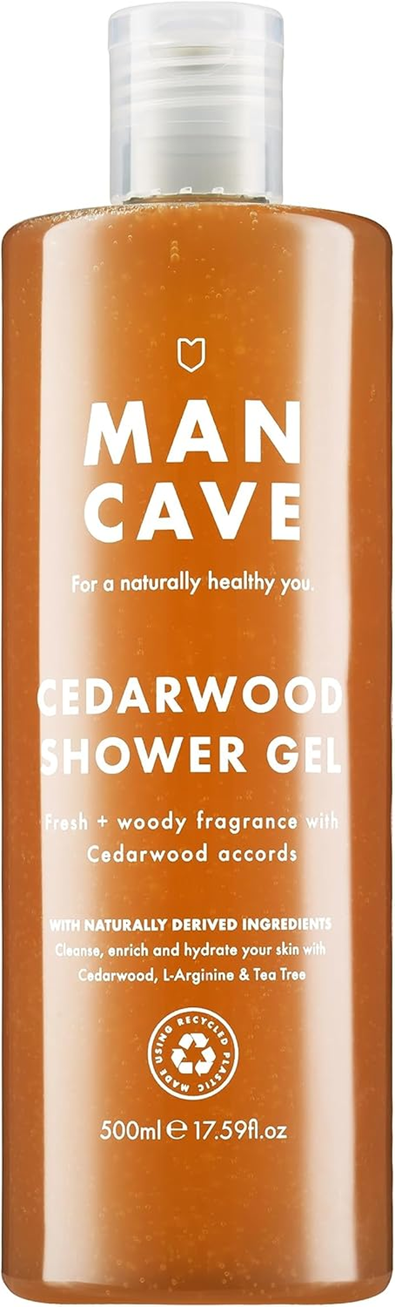 Mancave Cedarwood Shower Gel for Men, Fresh Woody Aroma with Eucalyptus and Pine Needle, Sulphate and Paraben Free, Natural, Vegan, Cruelty Free, 500 Ml