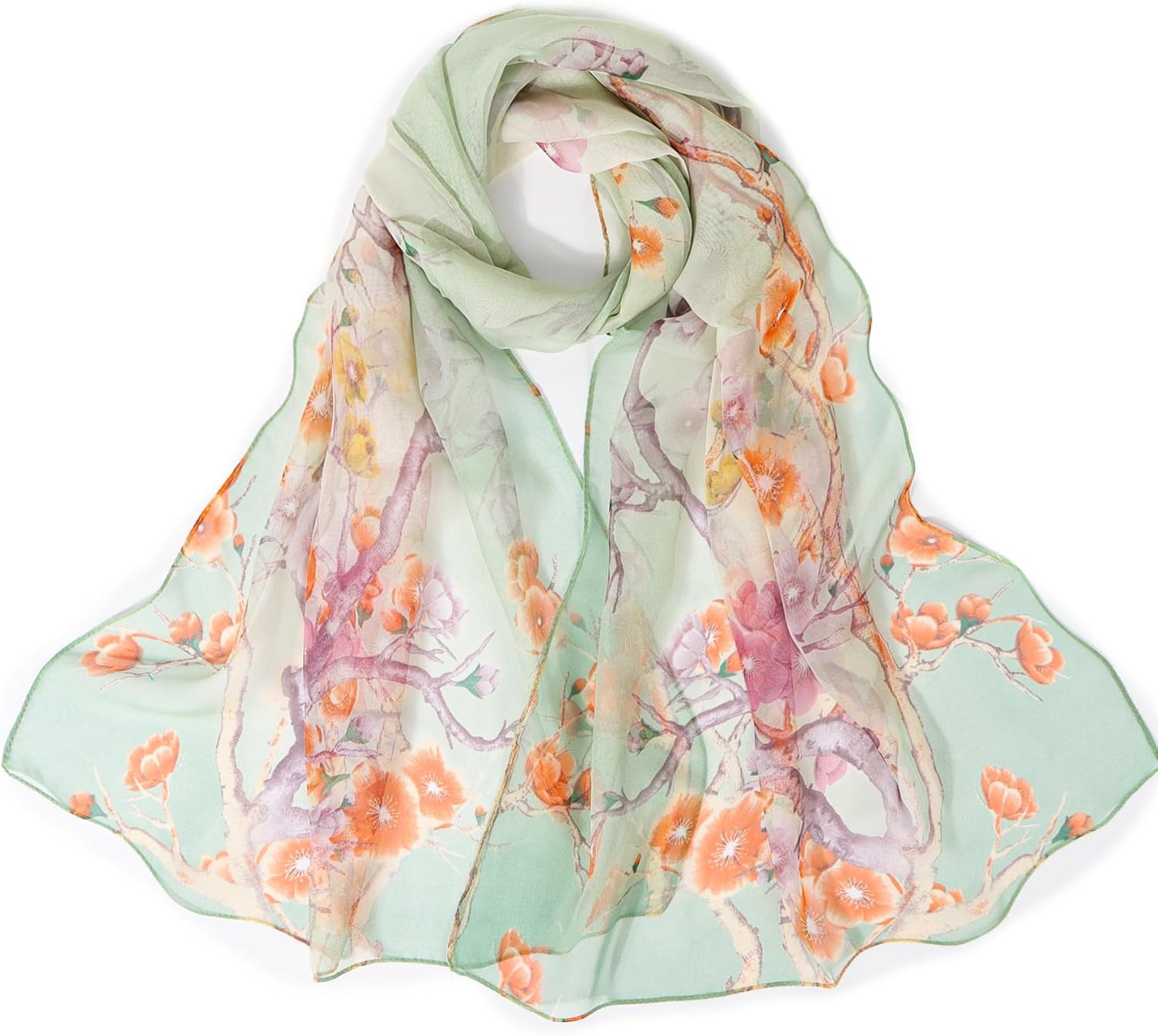 Lamca Chiffon Scarf - Ladies Scarves Lightweight Floral Print Scarf for Women UK - Black White-17 image number 5