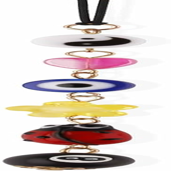 Good Lucky Days Car Charm, Evil Eye Car Hanging Ornament Beaded Lanyard Decor Rear View Mirror Car Ornament Cute Boho Flower Yin Yang Bead for Car Decor image number 2