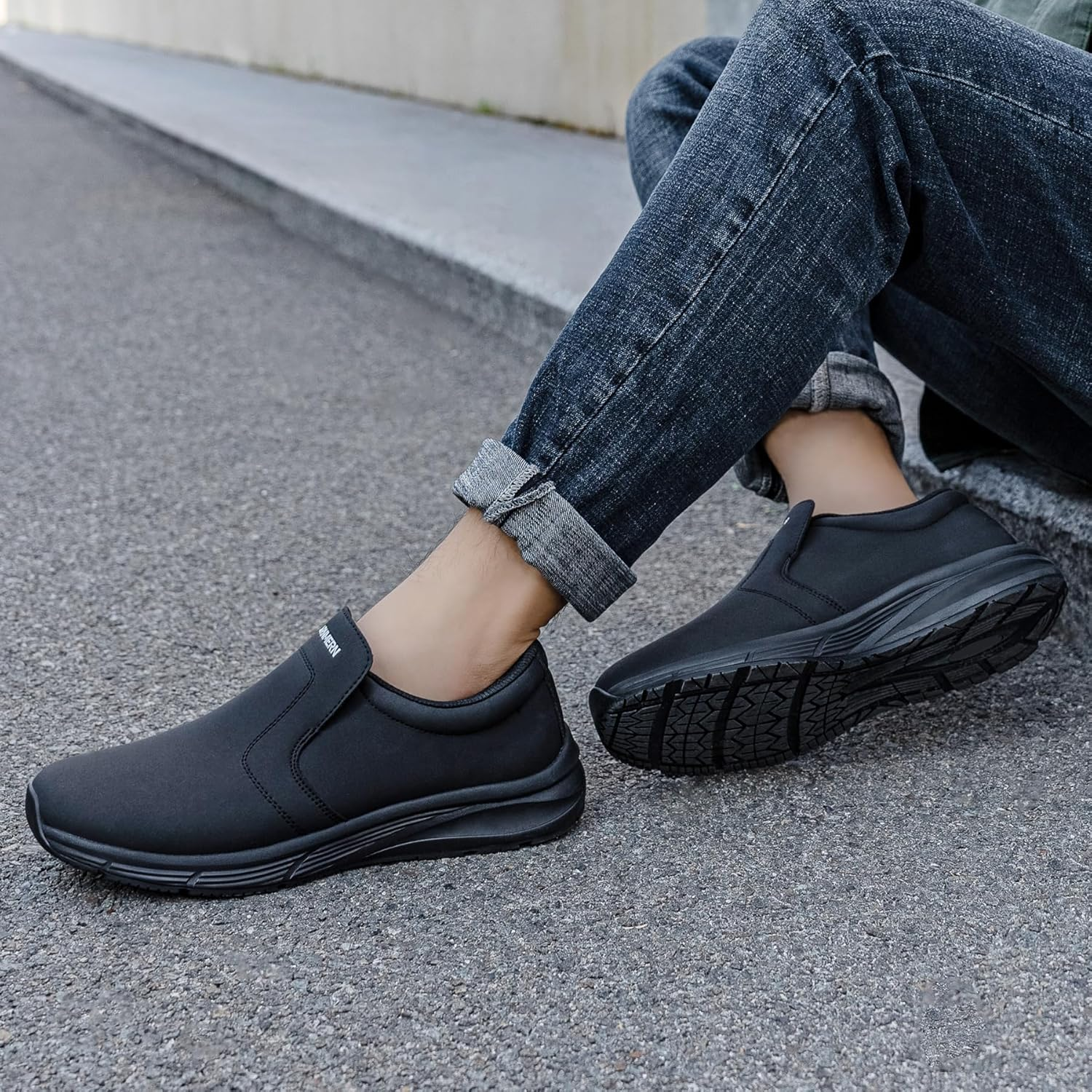 LARN SAFETY Men Work Shoes Non Slip Waterproof Kitchen Chef Food Service Shoe Restaurant Hospital image number 6