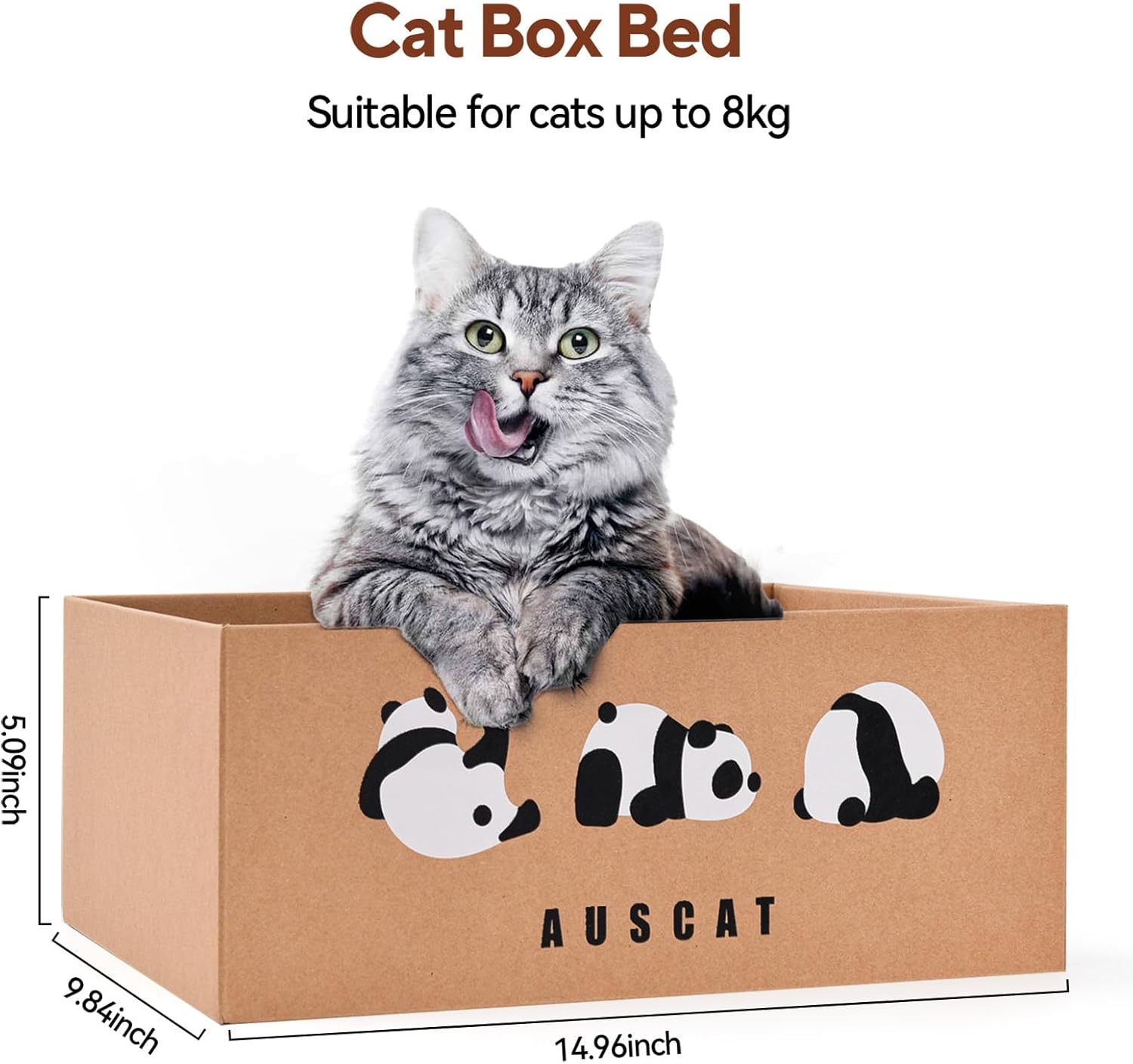 AUSCAT Cardboard Cat Wall Scratcher, 7 Cat Scratching Boards with Box, Wall Mounted Cat Scratching Pads for Indoor Cats, Furniture Protector, 14.5" X 9.3", Panda Pattern image number 4
