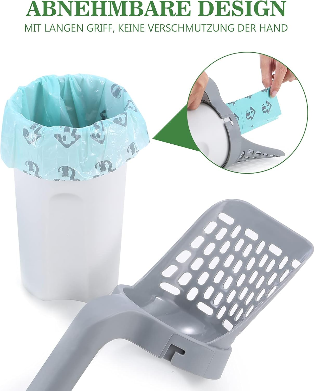 PETIZER Premium Cat Litter Scooper Set - Integrated Waste Bin, 90 Refills, Portable with Holder & Easy Storage Caddy image number 2