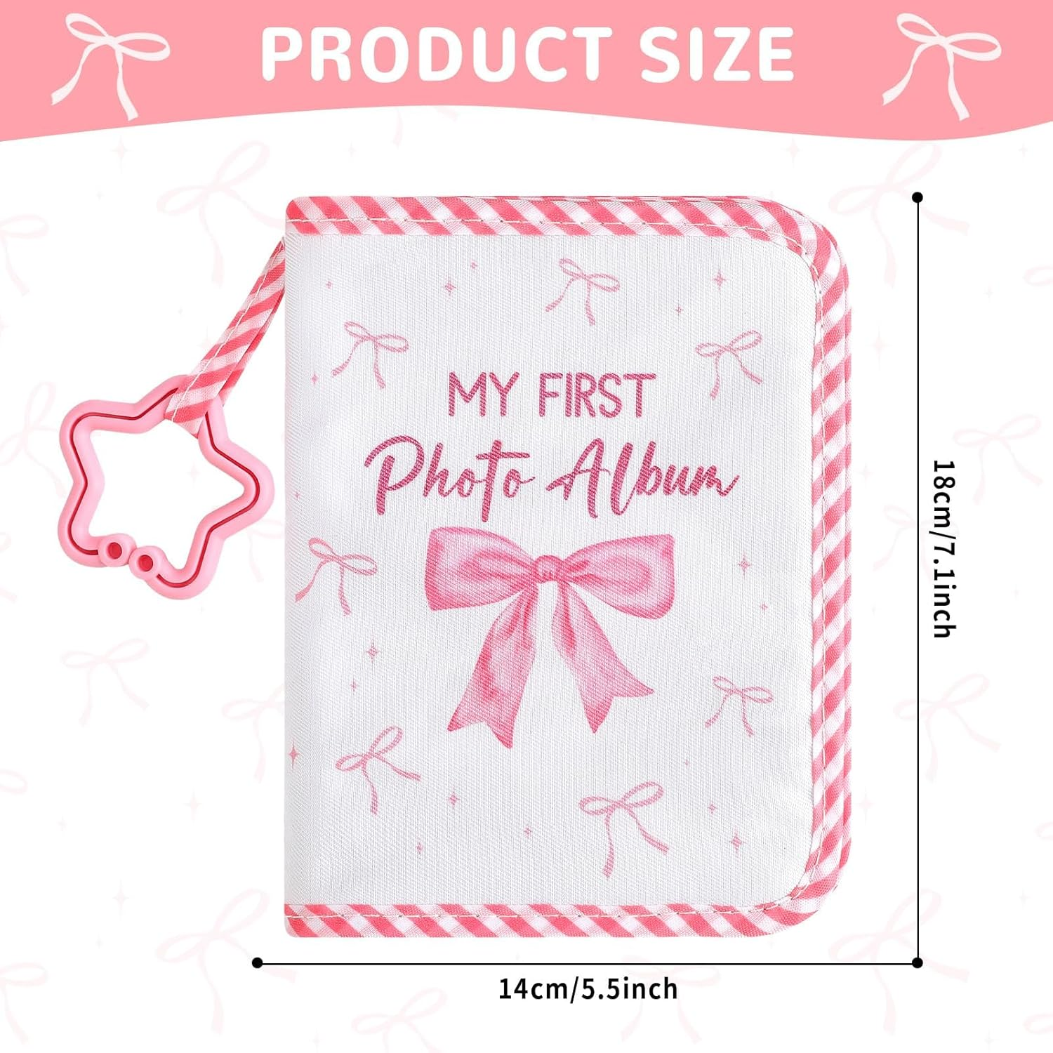 ZOIIWA Baby'S My First Family Album Soft Photo Cloth Book Pink Bow My First Book of Photos Coquette Bow Baby Memory Album Gift Holds 4X6 Pictures for Babies Newborn Toddler & Kids Baby Shower image number 6