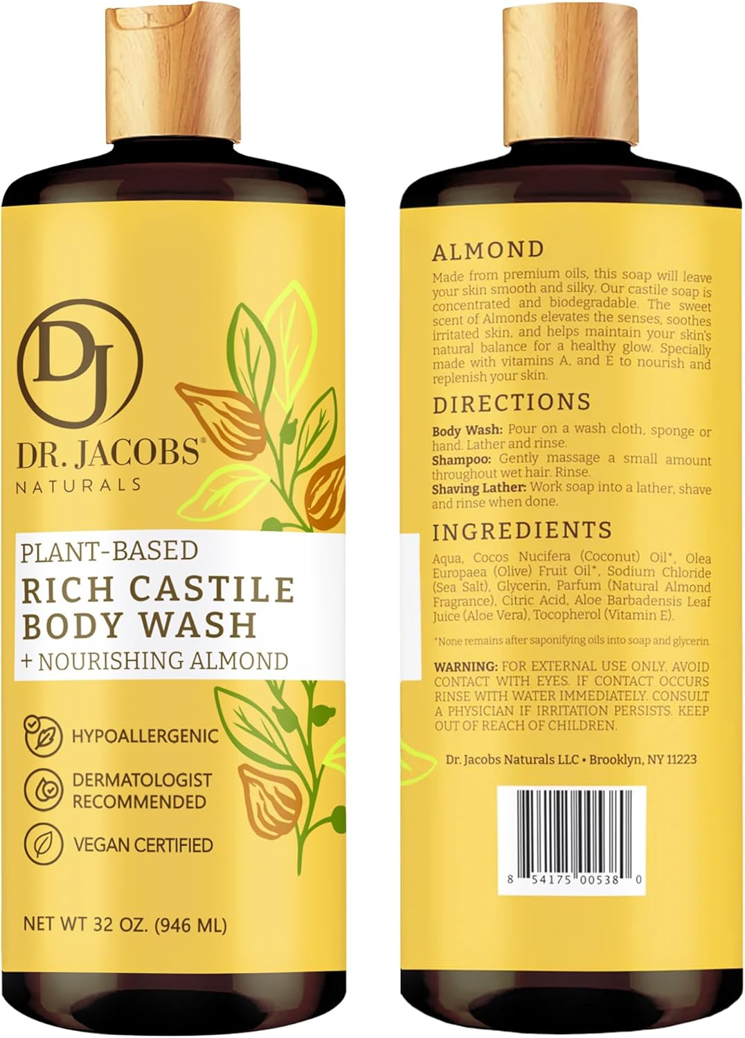 Dr. Jacobs Naturals - Almond Honey Pure Castile Soap - 950Ml image number 5