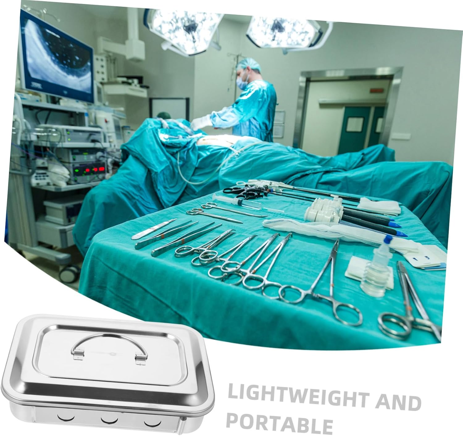 FRCOLOR Bottle Oven Thermometer Square Tray Silver Trays Hammered Silver Stainless Steel Storage Box Instrument Sterilization Box Soaking