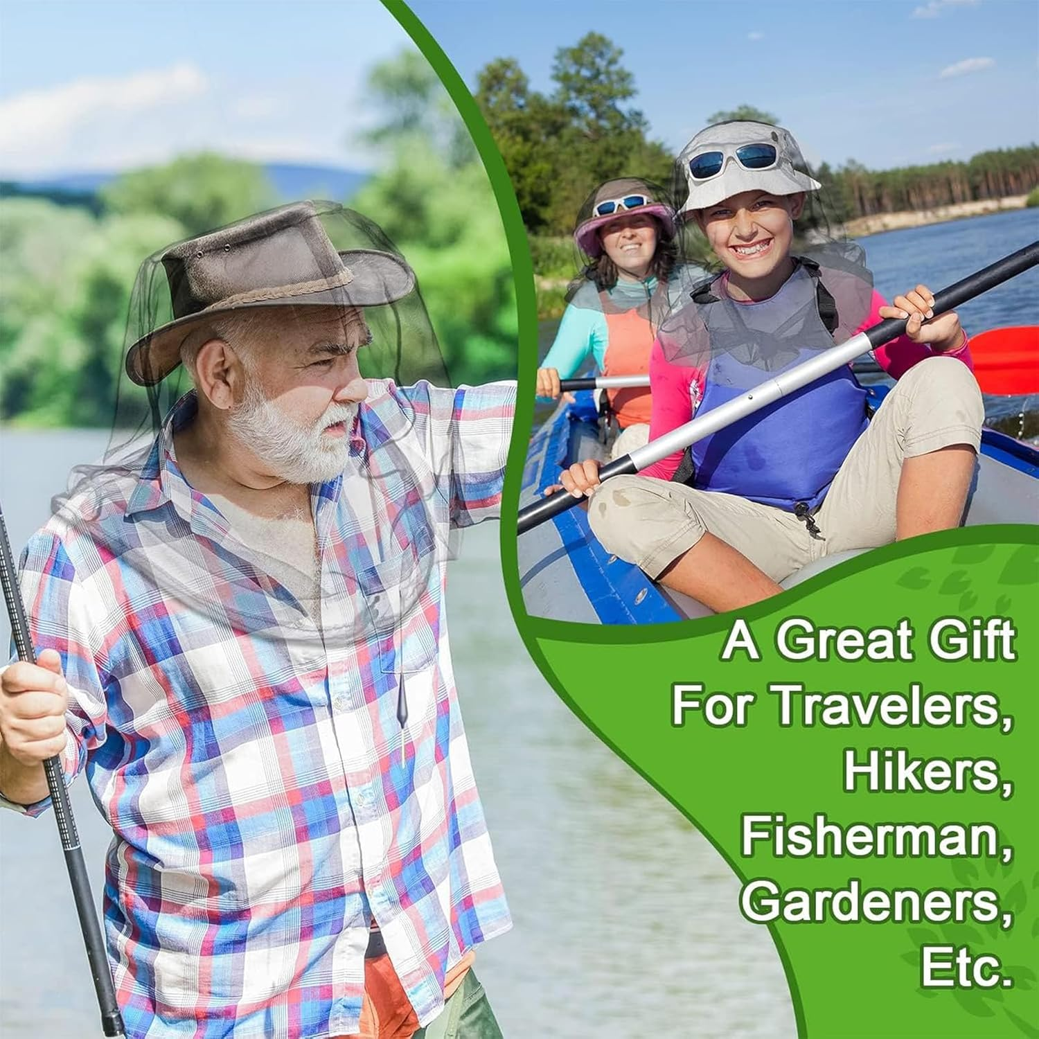 5 PCS Mosquito Head Net Face Mesh, Head Protecting Net For,Camping Climbing Walking Mosquito Fly Insects Bugs Preventing (Regular Size, Grey) ﻿﻿﻿ image number 1