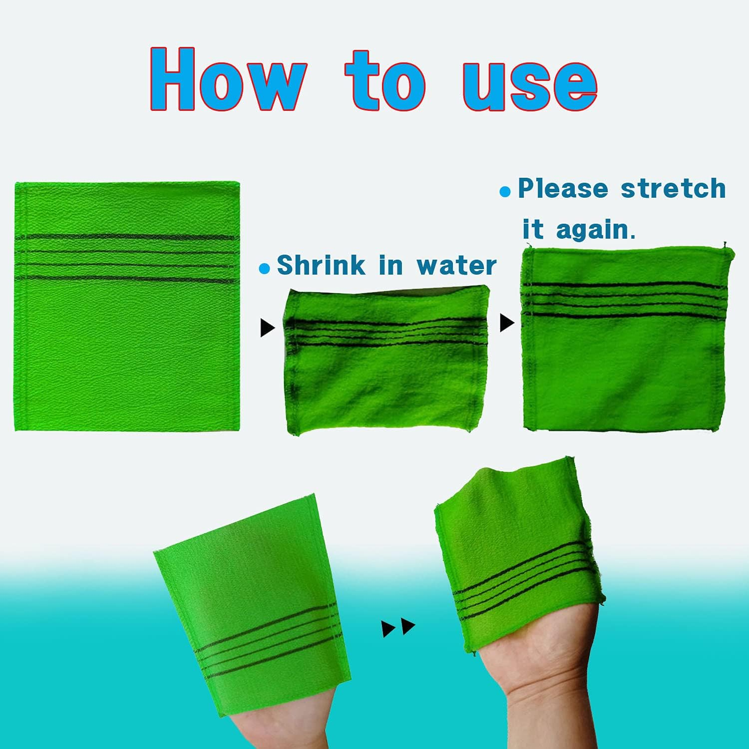 Italy Towel the Original Korean Exfoliating Mitt Body Scrub Green & Red (4 Pack) - Red image number 6