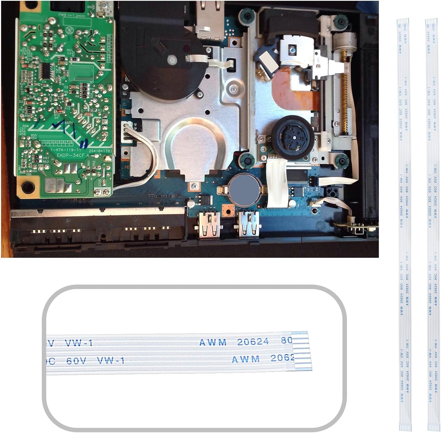 Create Idea 2Pcs 7Pin Power Reset Button Ribbon Flex Cable Replacement Controller Flex Cable Compatible with Sony PS2 30001-39001 Controller Repair Part image number 2