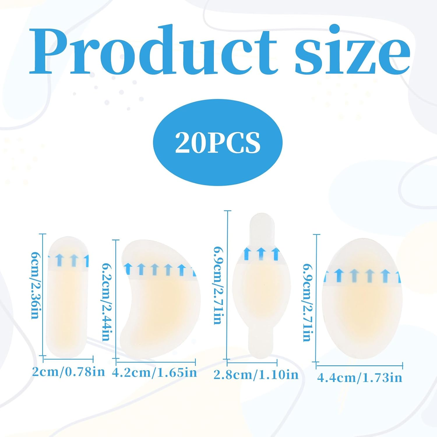 Bandaids, 20 Pcs Blister Band Aid, Hydrocolloid Bandages, Adhesive Bandages for Foot, Toe, and Heel Blister Prevention and Recovery (4 Styles), Prevention for Long Walks image number 4