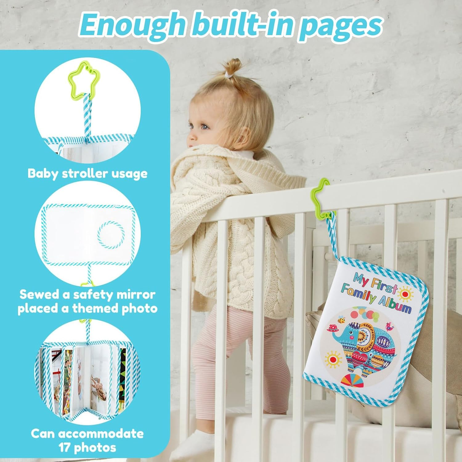 My First Photo Album for Baby, Soft Photo Cloth Book for Baby Holds 17 4X6 Photos,Toddler Photo Album with Safety Mirror,Soft Cloth Photo Book for Memory Album Show image number 4