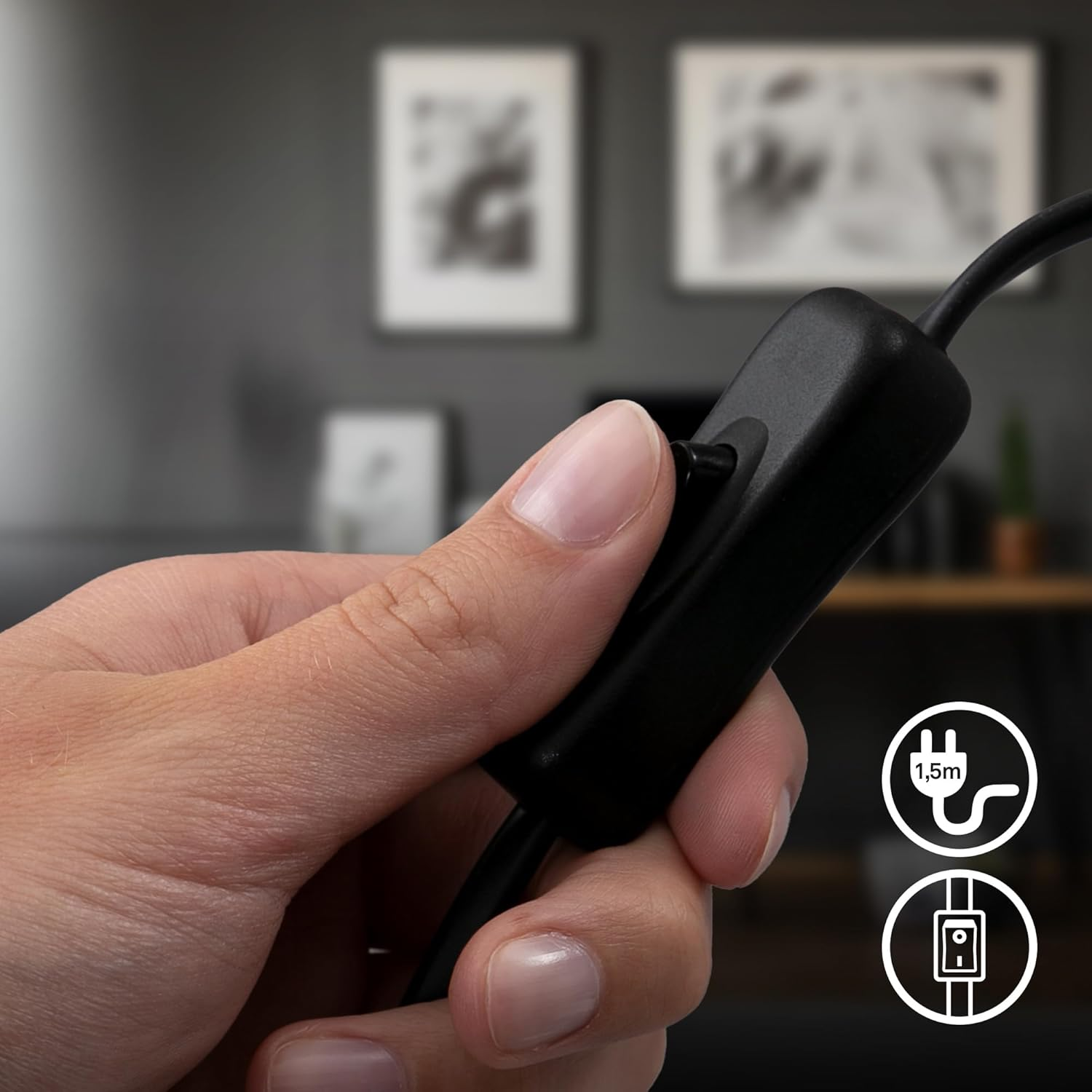 BRILONER - Bedside Lamp with Cable Switch, E14 Socket, Table Lamp, Desk Lamp, Reading for Bed, 18 X 35 Cm, Black image number 6