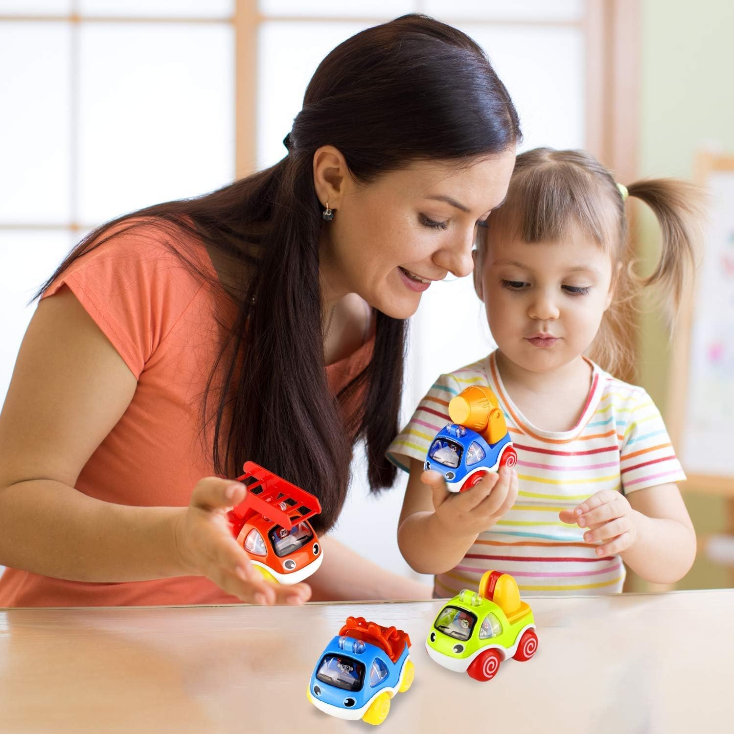 Pull Back Cars, Toy Cars for Toddlers, Push and Go Vehicles Toys Friction Powered Car Toys Christmas Birthday Present for Kids, Boys and Girls (6 Pcs) image number 3