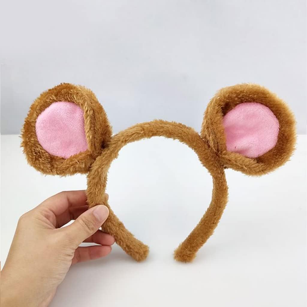 Haveratio Soft Bear Ears Headbands Plush Mouse Ears Hair Hoop for Washing Face Cartoon Animal Hairbands Halloween Costume - Grey image number 2