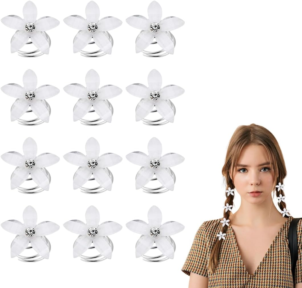 OUDQFCJ 12 White Flower Hair Spiral Wedding Hair Accessories Bridal Hair Clips image number 2