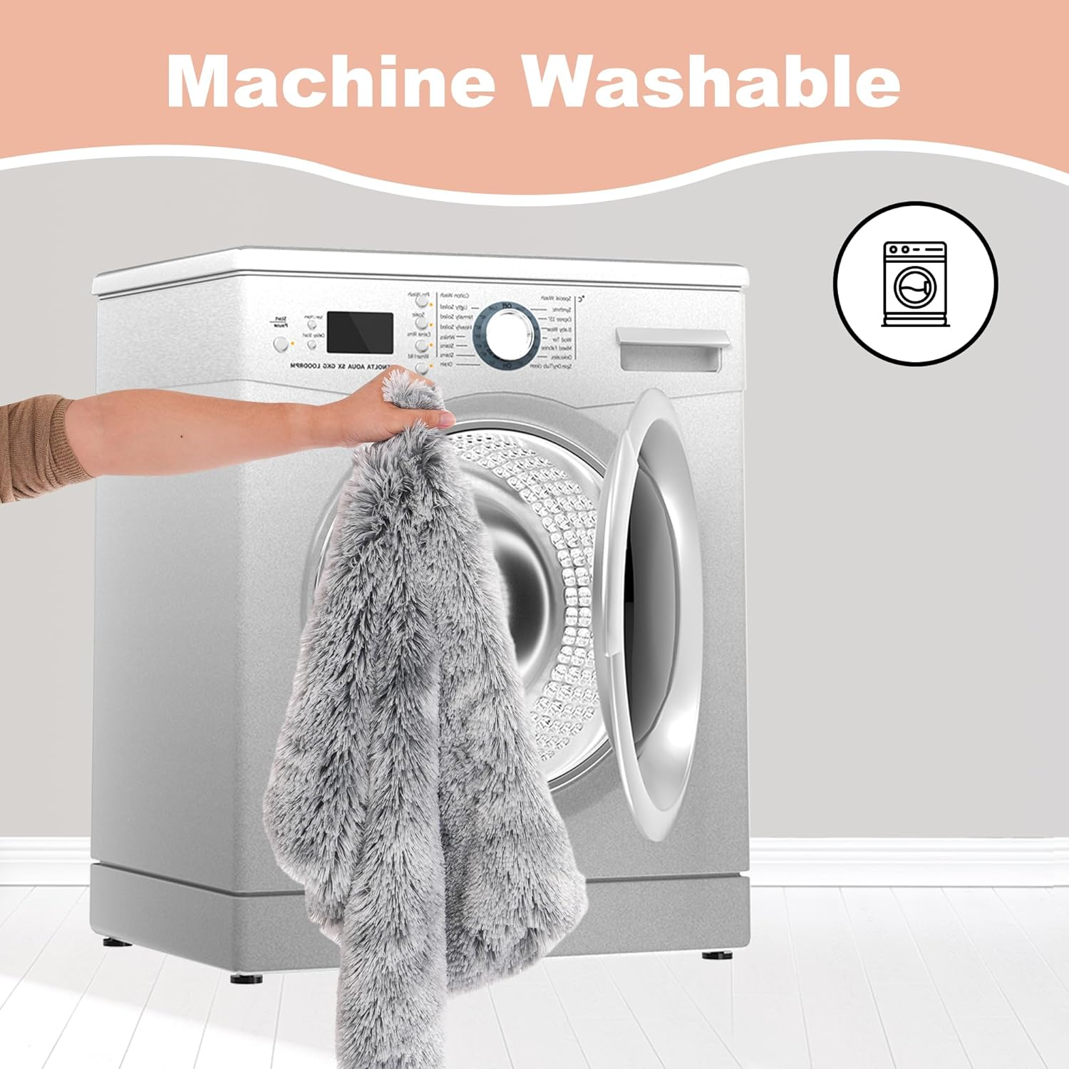 Bedfolks Waterproof Dog Crate Bed,Plush Dog Crate Pad with Removable Cover,Faux Fur Dog Bed for Large Dogs,Fluffy Washable Dog Kennel Bed 35"X23",Dark Grey image number 4