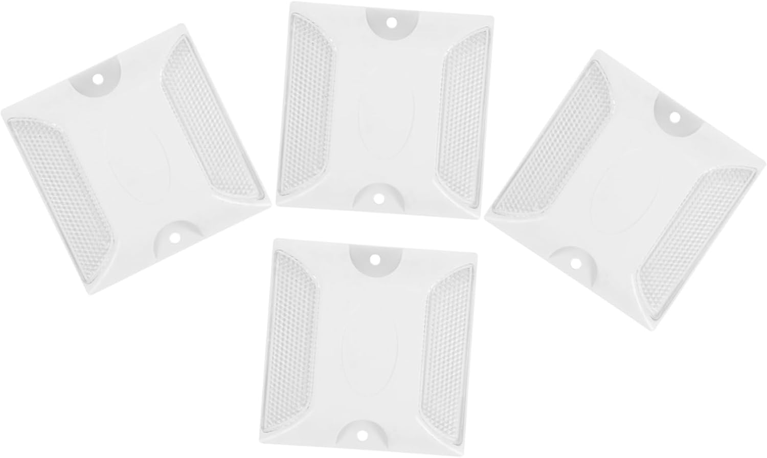 ULTECHNOVO 4 Pack White Raised Road Reflectors Emergency Driveway Markers Sturdy Abs Material Pavement Safety Sign