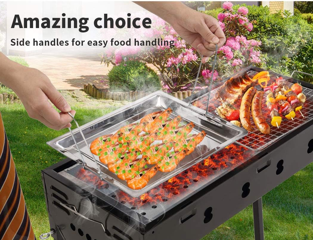 Charcoal BBQ Grill Protable Hibachi Outdoor Barbecue Set Camping Picnic Grills image number 1