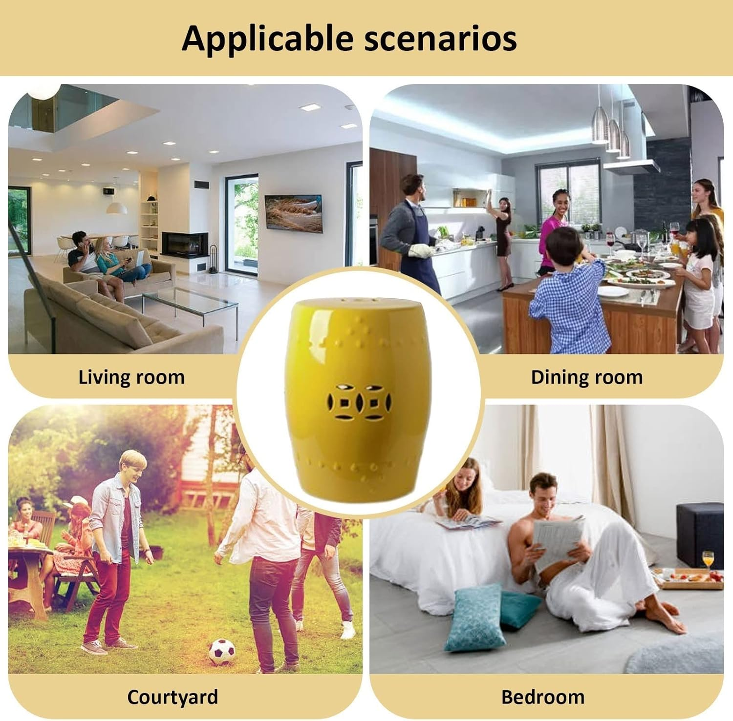 Decorative Ceramic Garden Stool, Glazed Hollow Shoe Changing Stool Drum Stool, Suitable for Outdoor Garden, Living Room, Terrace, Etc. (Color : Soft Green) image number 6