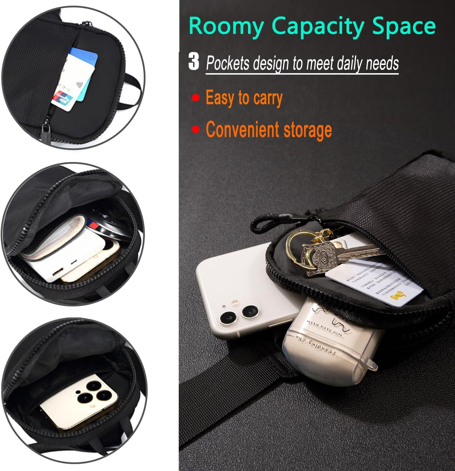 LKEX Mini Sling Bag Men Small Crossbody Bag Women Fanny Packs Casual Personal Pocket Bag Backpack Phone Chest Bag image number 3