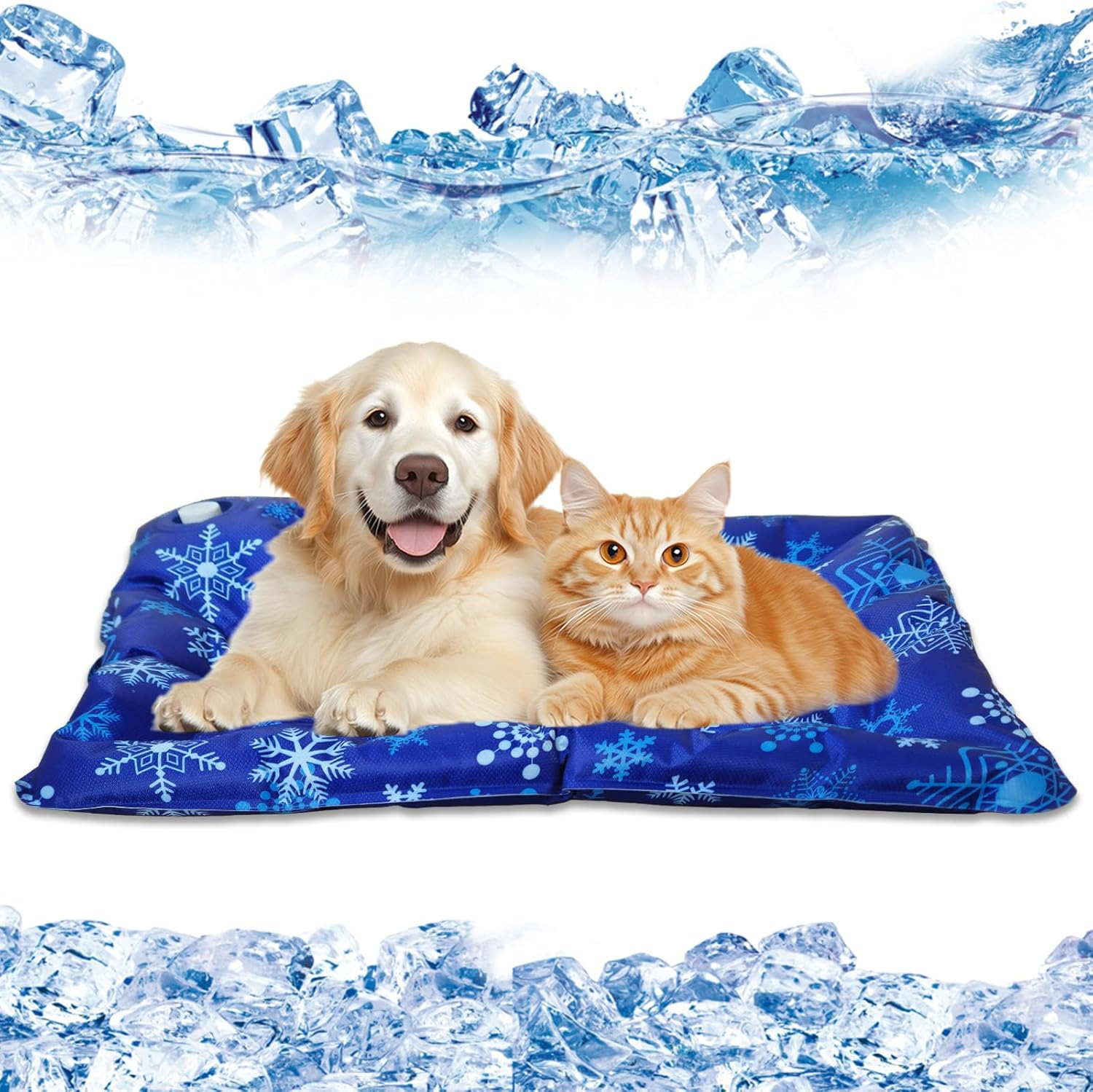 MITAIKO Dog Cooling Mat, Pet Ice Cooling Pad Sleep Bed [60X50Cm / 20"X24"] - Water Filled - Tear & Scratch Resistant for Dogs & Cats, for Pets Sofa & Crate to Keep Cool & Calm Sleep in Summer, Green