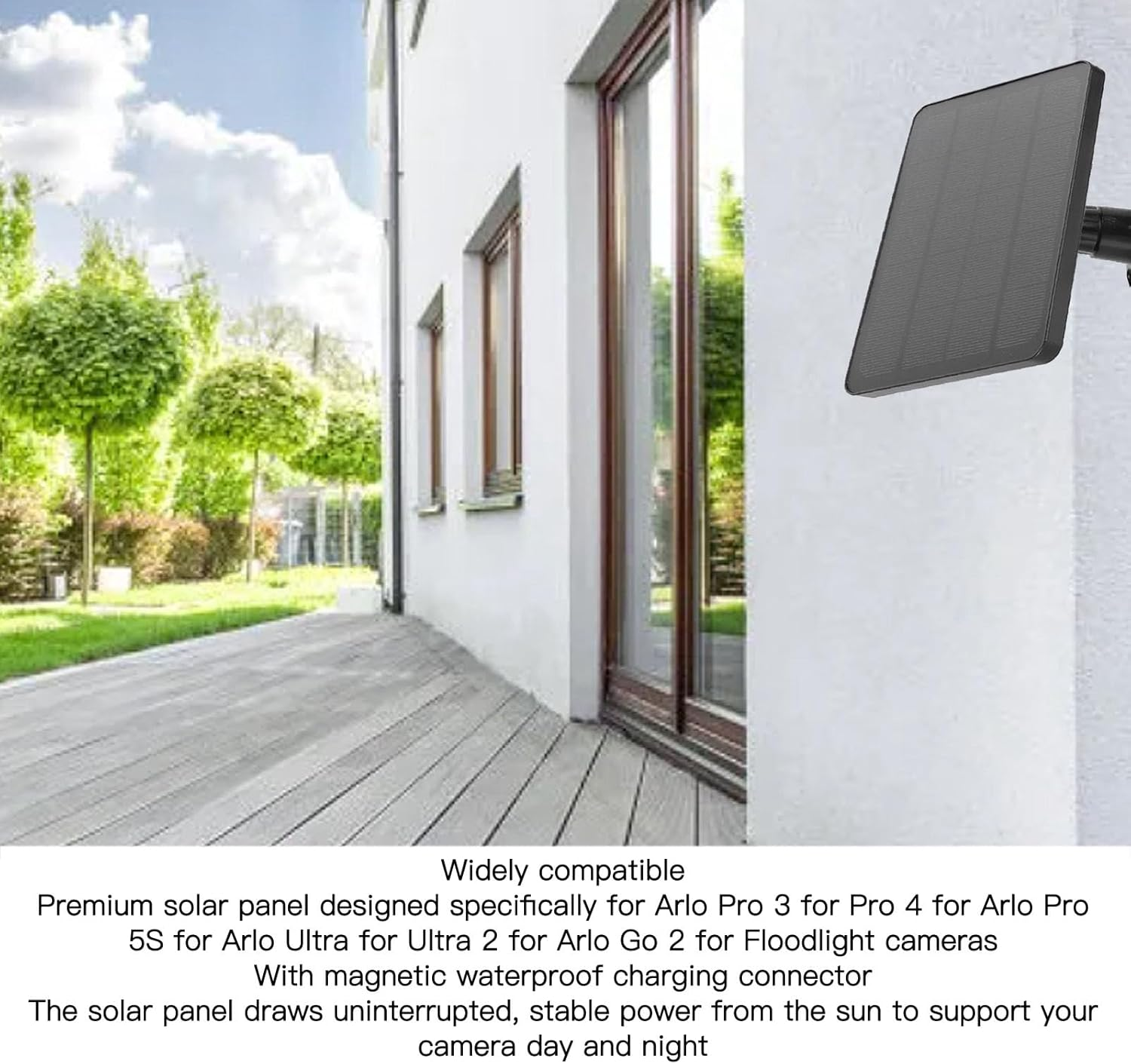 10W Solar Panel for Security Camera, 6V Waterproof Solar with 9.8Ft Cable & 360&deg; Adjustable Bracket, Solar Power Supply for Arlo Pro 3 for Pro 4 (Black) image number 6