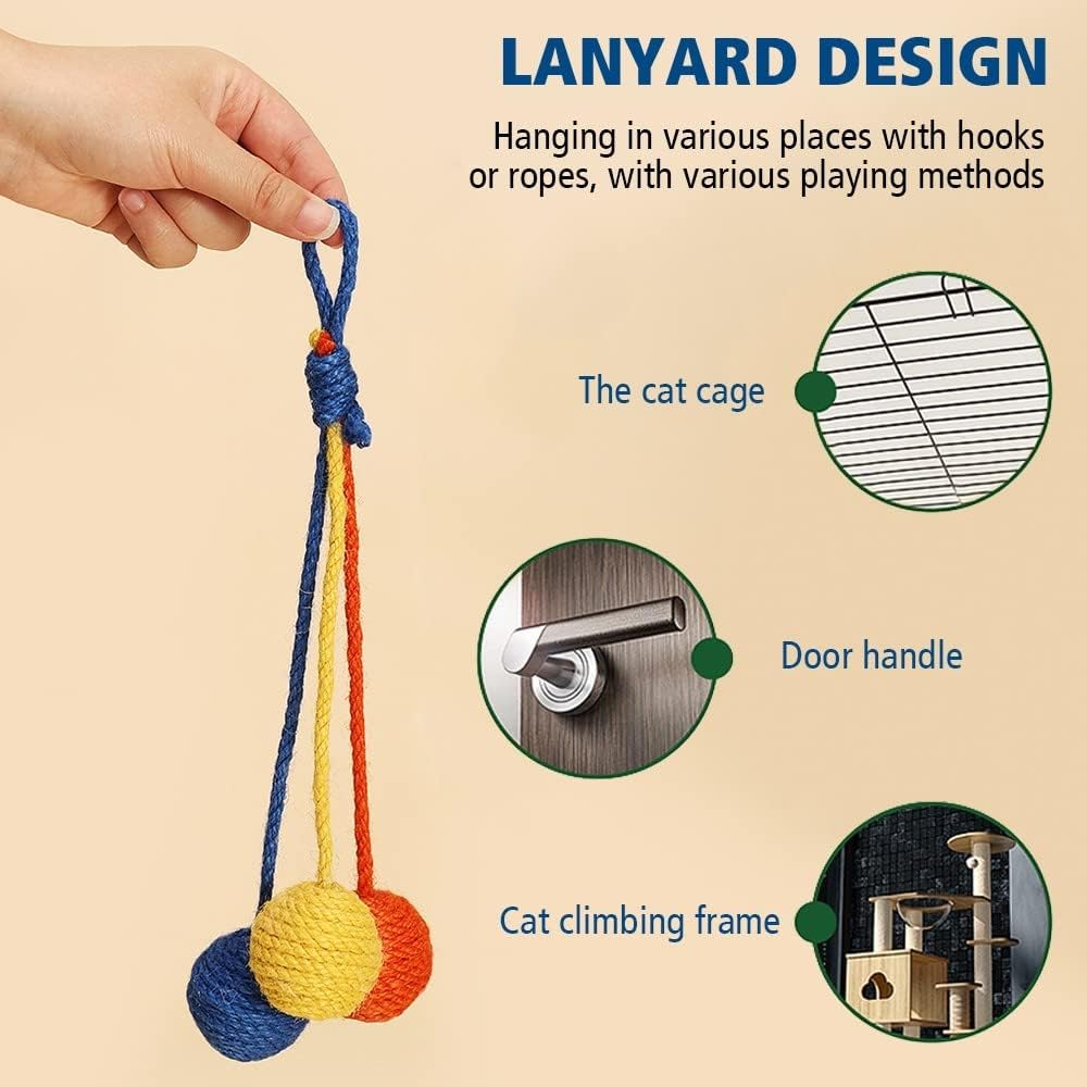 Mioyoow Cat Sisal Ball, Interactive Kitten Ball Toy, Environmentally Friendly Cat Sisal Ball for Pets, Cats Playing image number 5