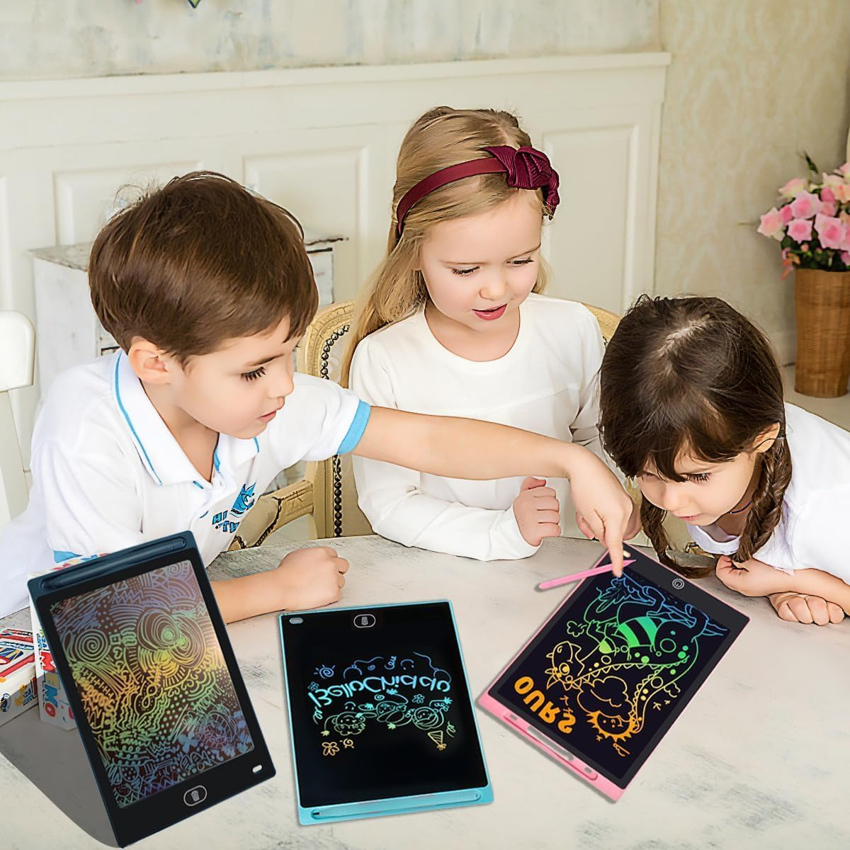 LCD Writing Tablet for Kids, 10 Inch Colorful Doodle Board Drawing Tablet, Erasable Doodle Pad for Toddlers, Educational Learning Toys Birthday Gifts for Boys Girls Age 3 4 5 6 7 8 (Pink) image number 3