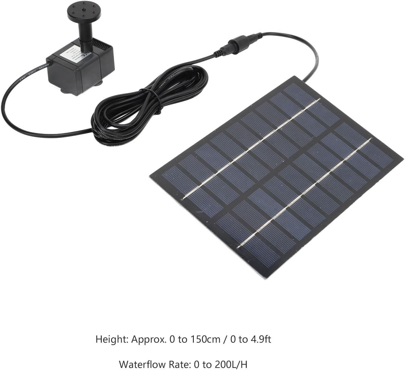 Solar Water Pump Kit, 1.8W, Black, ABS, above Ground, Accessories, Anti-Clogging Filter, 4 Nozzles, Bird Bath, Fish Tank, Pond, Garden Decoration image number 2