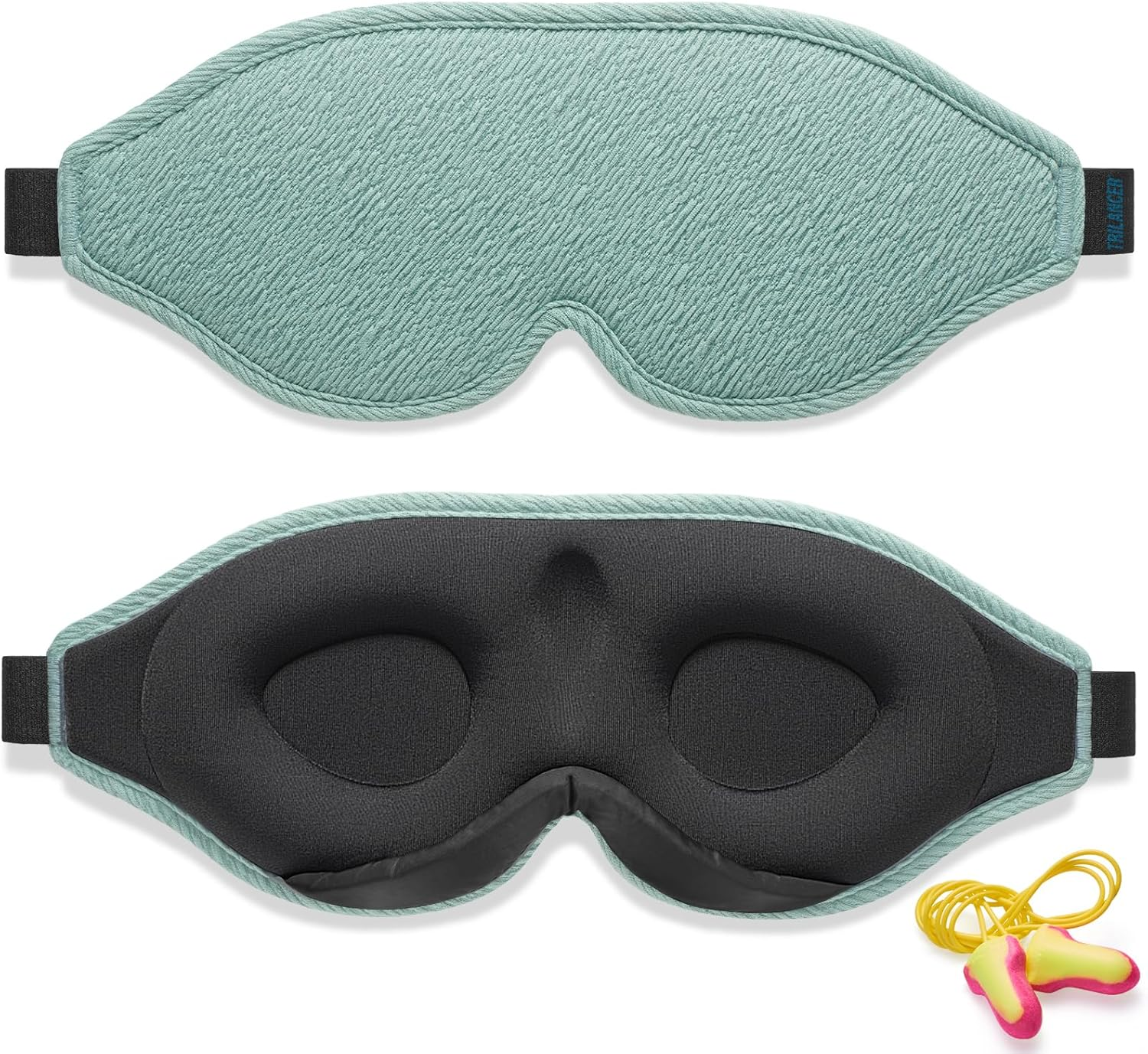 2025 Innovative Sleep Mask for Men and Women, Trilancer 3D 100% Light Blocking Design, Comfortable Eye Mask, Blackout Blindfold for Sleeping, Nap, Meditation, Travel, with Earplugs (Black)