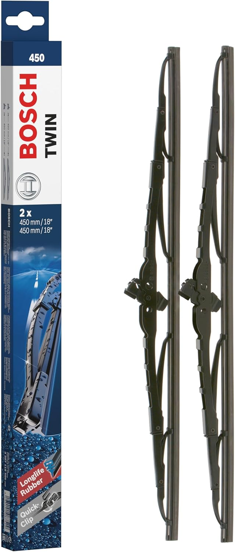 Bosch Wiper Blade Twin 450, Length: 450Mm/450Mm &ndash; Set of Front Wiper Blades image number 2