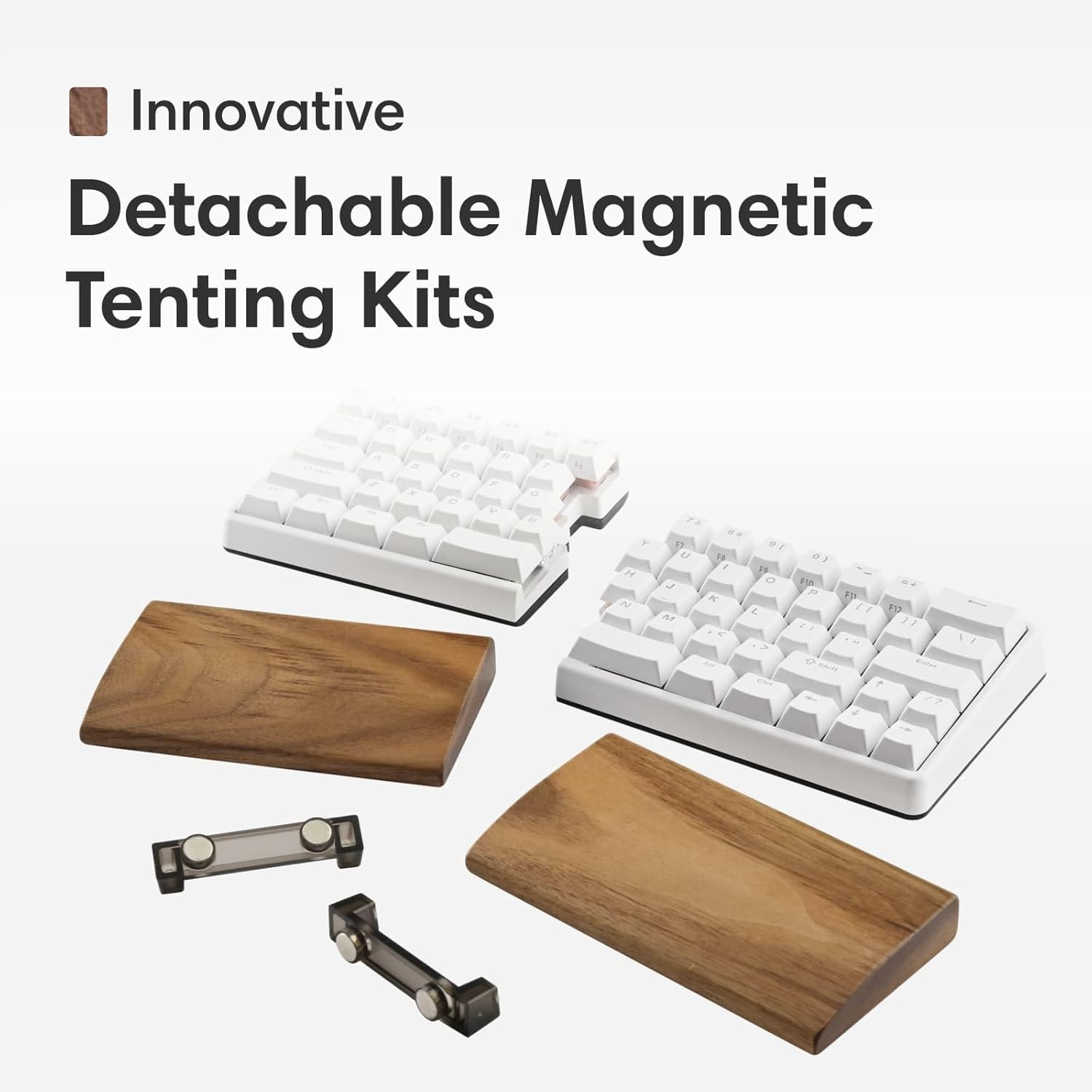 Wooden Palm Rest for Nocfree Lite: Walnut Wrist Rest for Split Keyboards - Ergonomic, Magnetic Tenting, Organic Wooden, Compact, Durable and Easy to Clean, Anti-Slip, Pain Relief image number 6