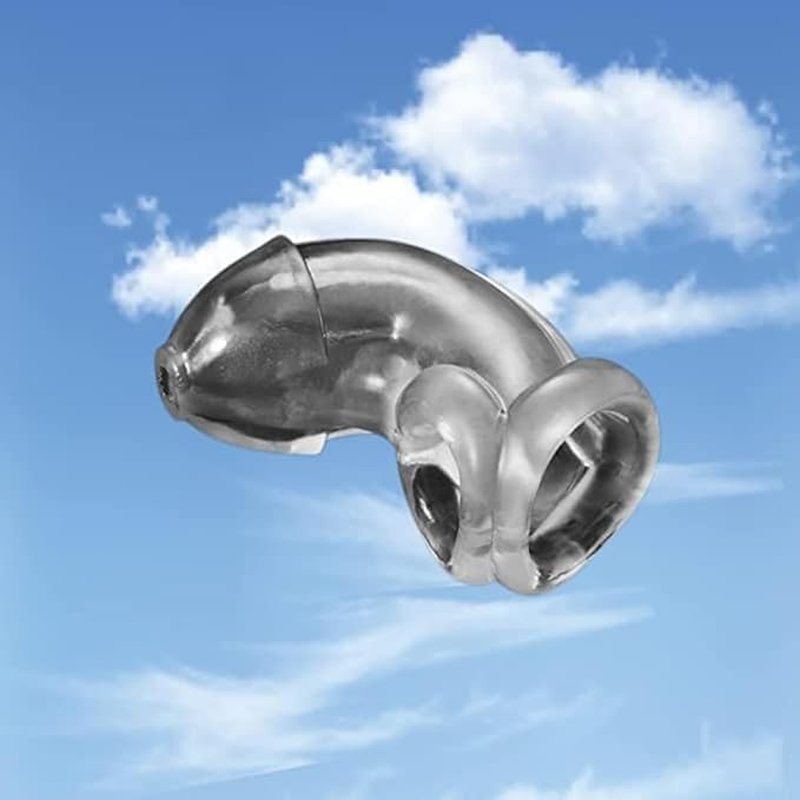 Silicone Male Men'S Cuckold Lockdown Chastity Penis Cage Restraint Device Adult Sex Toys (Clear) image number 6