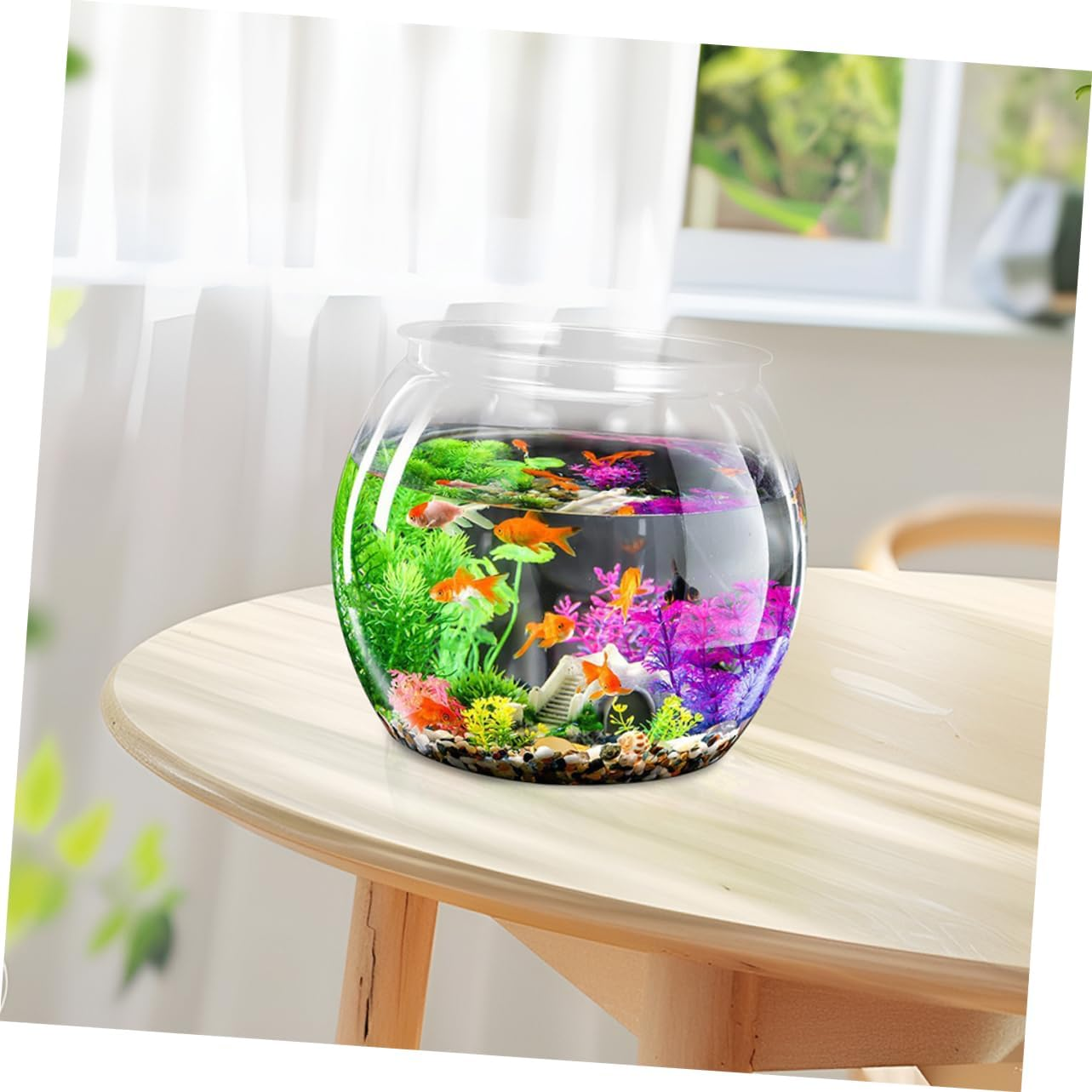 WEKAMOS Transparent Plastic Betta Tank Compact round Desktop Aquarium Bowl for Small Aquatic Pets Goldfish Turtles Clear Fish Tank for Office Home Decor image number 5