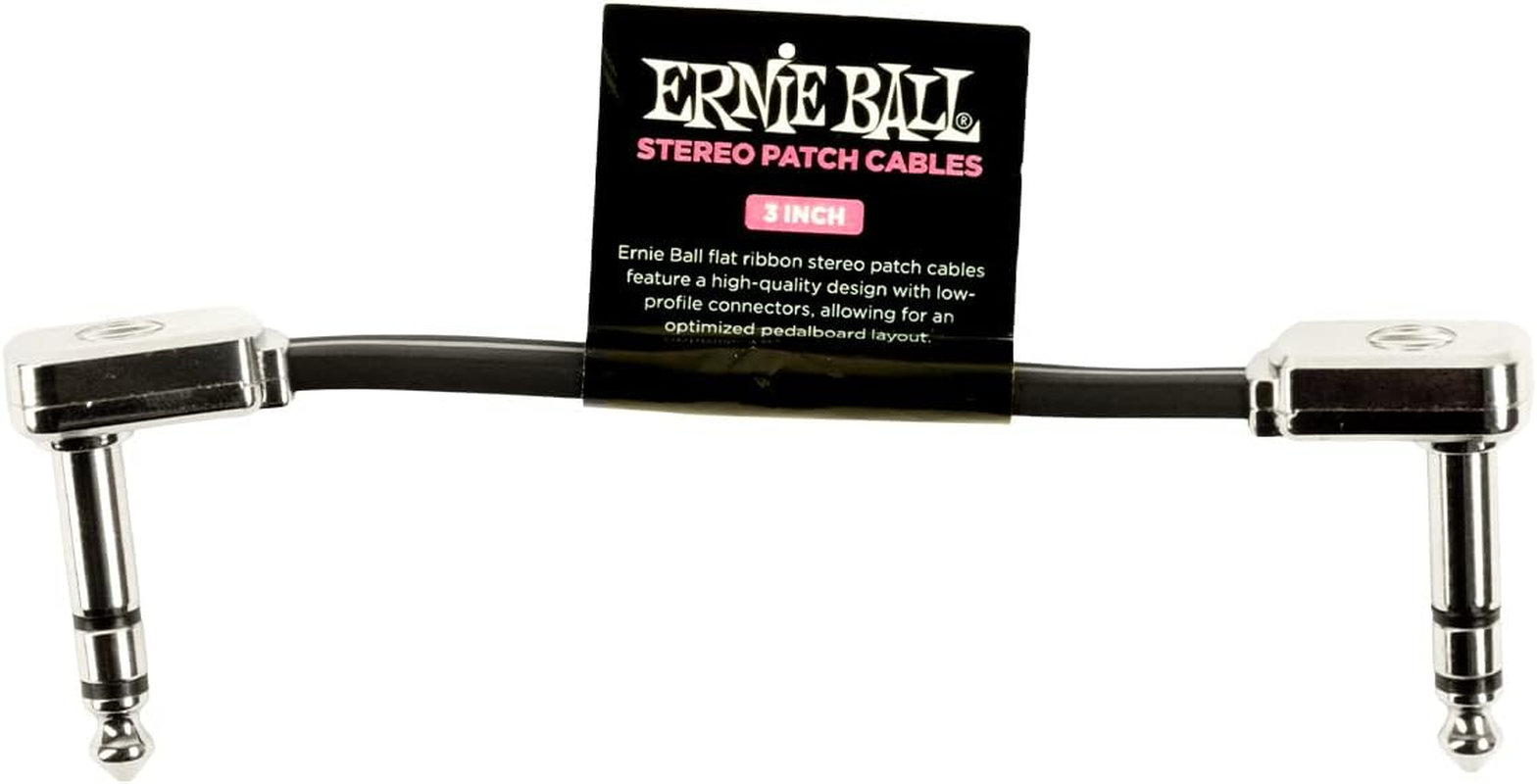 Ernie Ball 6" Single Flat Ribbon Stereo Patch Cable - Black image number 1