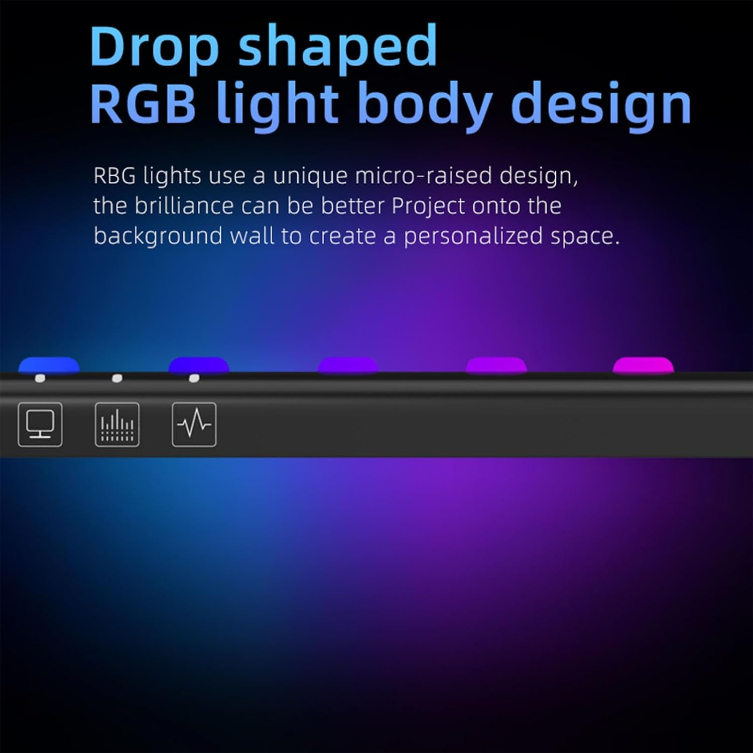 2 in 1 Monitor Light Bar,Rgb Computer Monitor Lamp Screen Lamp Monitor Light Bar Light Source Voice Activated Musical Rhythm Eye Caring LED Gaming Lamp Curved Computer Monitor image number 4