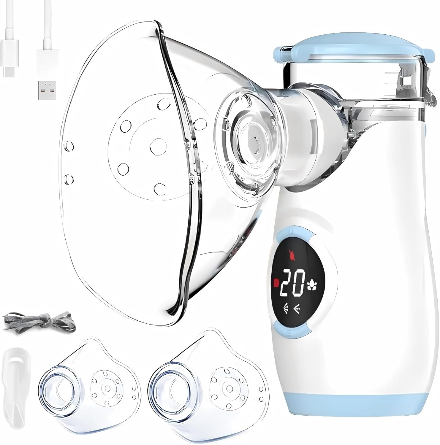 Portable Nebulizer, Mini Nebulizer Machine, Children'S Atomizer, Handheld Nebulizer for Breathing Problems, Portable Household Ultrasonic Atomizer Medical Grade, Nebulizer for Travel and Household Use (Light Green)