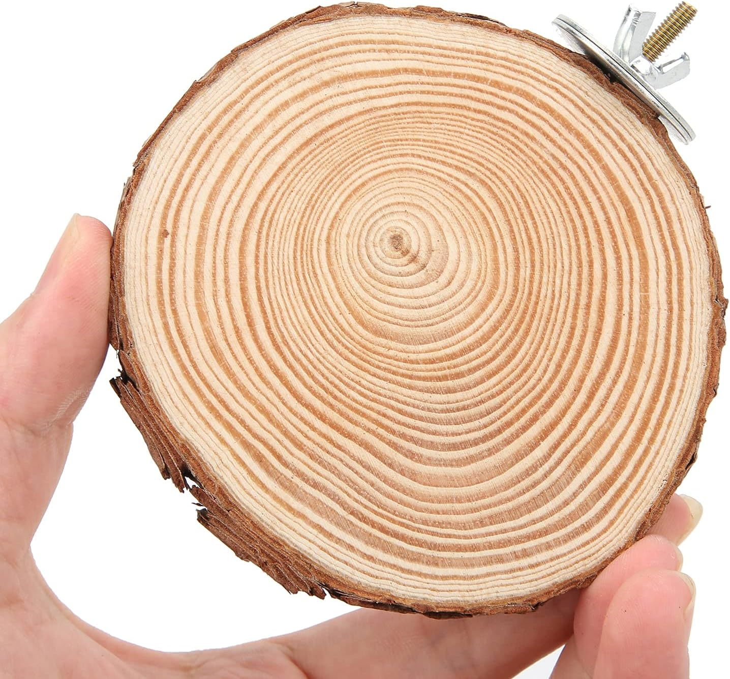 Log Wood round Platform Perch for Bird, round Wooden Stand Platform Bird Toy, Chew-Safe, Smooth, Easy to Clean, Corner Space Saving, Easy Installation, with Accessories and Odor Control (5-6) image number 4