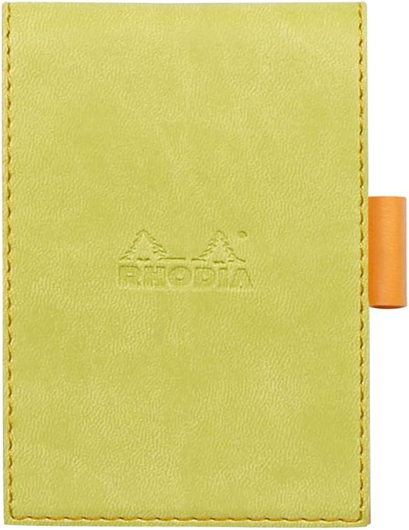 RHODIA 128213C - Clipboard Case + Stapled Notepad N&deg;12 Poppy - 8.5X12 Cm - Lined - 80 Detachable Sheets - 80G White Clairefontaine Paper - Pencil Holder - Faux Leather - Rhodiarama Collection