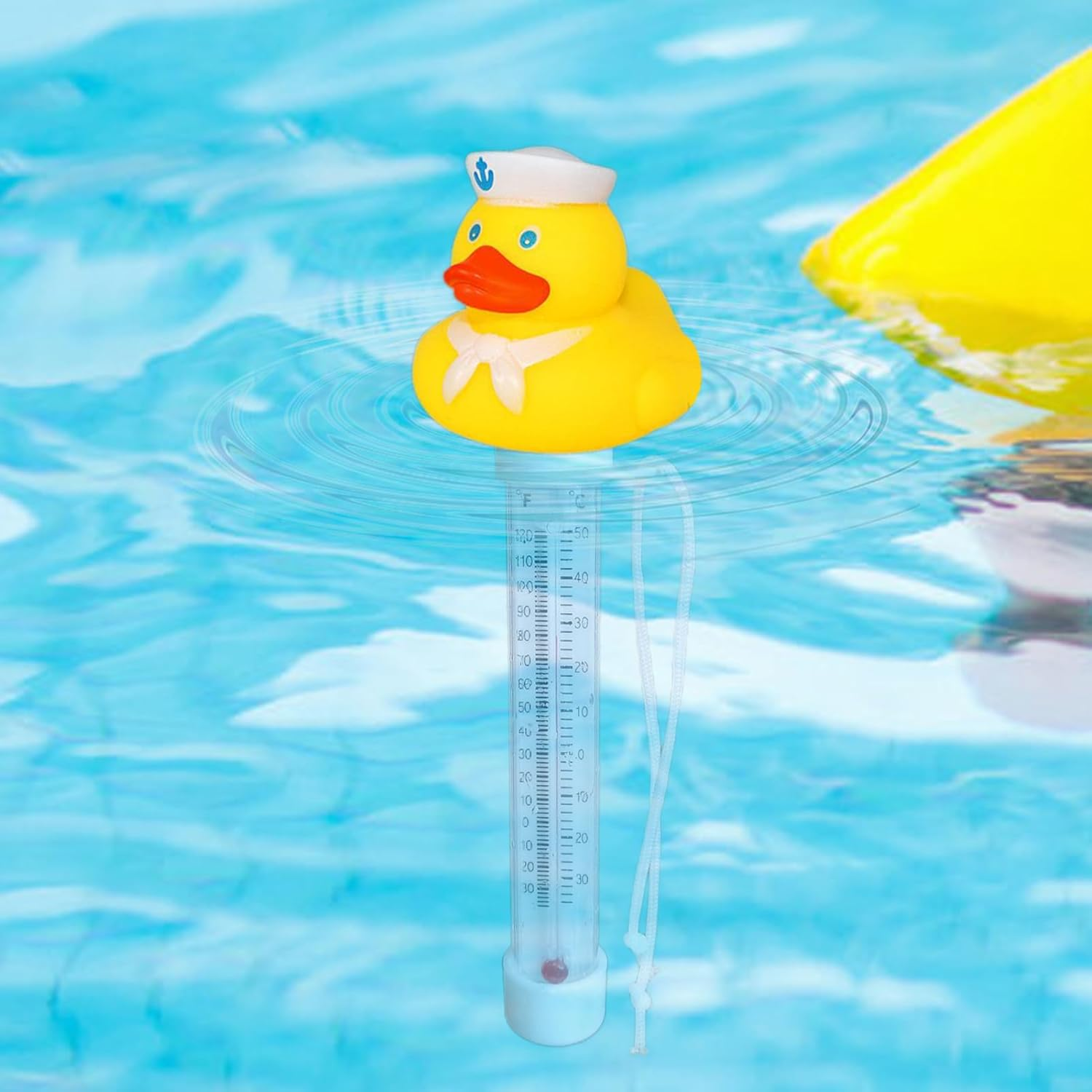 Pool Thermometer Floating Duck,Easy Read Swimming Pool Thermometer with String, Cute Duck Pools Temperature Gauge, Water Temperature Thermometers, for Ice Bath, Cold Plunge, Spa, Pond, Hot Tub, Bath - Navy Duck image number 4
