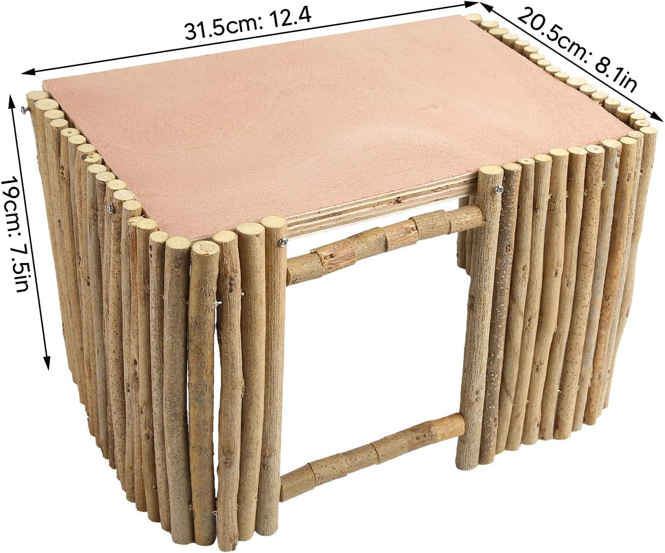 Wooden Rabbit Castle Hideout with Platform, Safe Breathable Small Animal House for Rabbits, Hamsters, Guinea Pigs, Fine Polished, Easy to Install image number 4