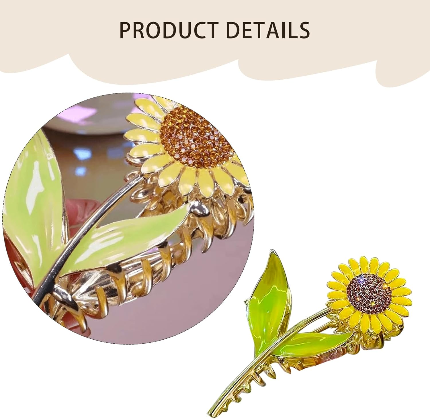 Flower Metal Hair Claw Clips,Sunflower Hair Clips,Flower Hair Clips,Sunflower Hair Claw Clips,Nonslip Large Claw Hair Clamps,Flower Hair Hold Clip for Women Thin and Thick Hair image number 4