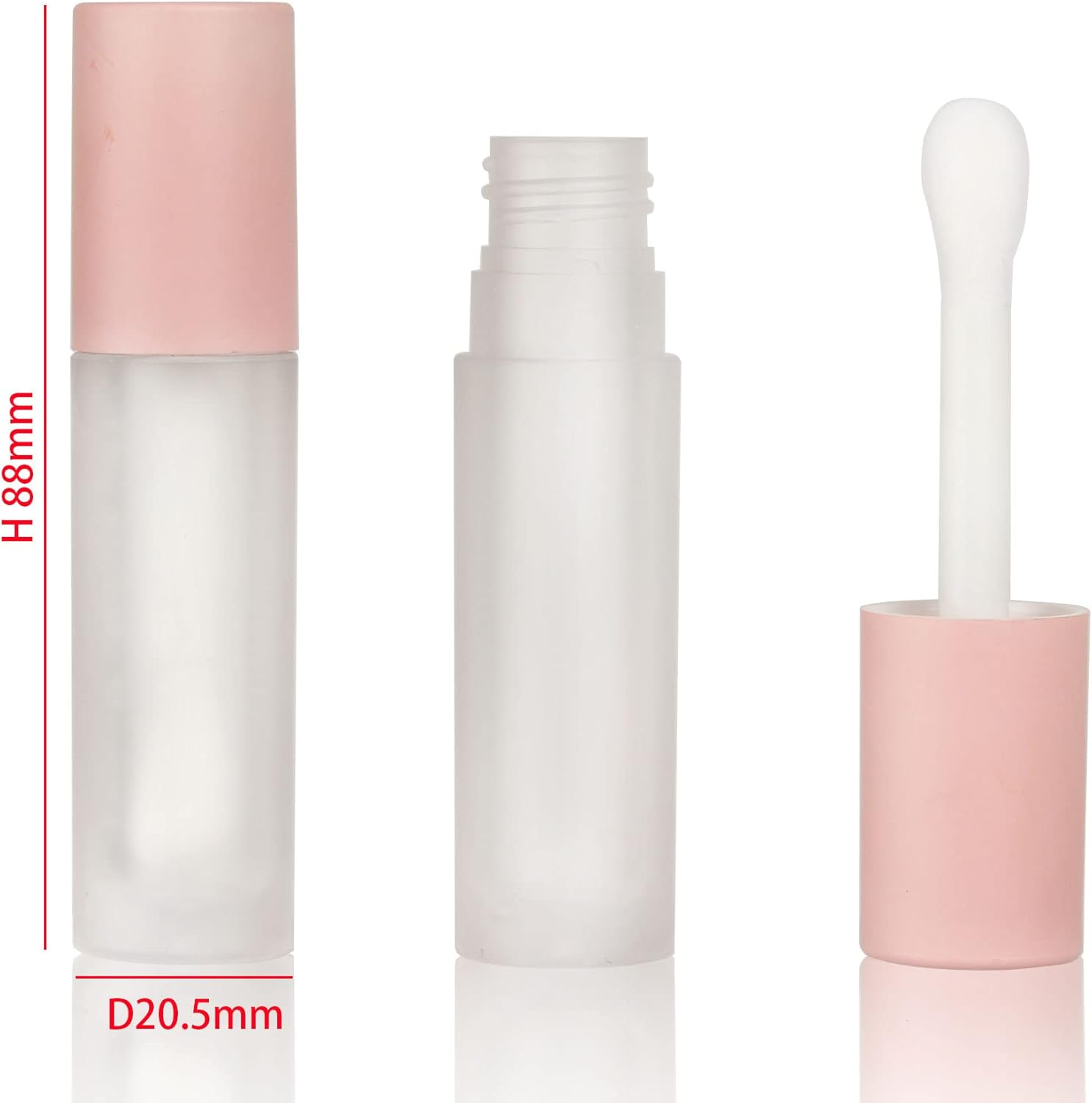 COSIDEA 24 Pcs Empty 5Ml Big Brush Frosted Lip Gloss Tube White round Lipgloss Tubes Container with Big Doe Foot Wand image number 6