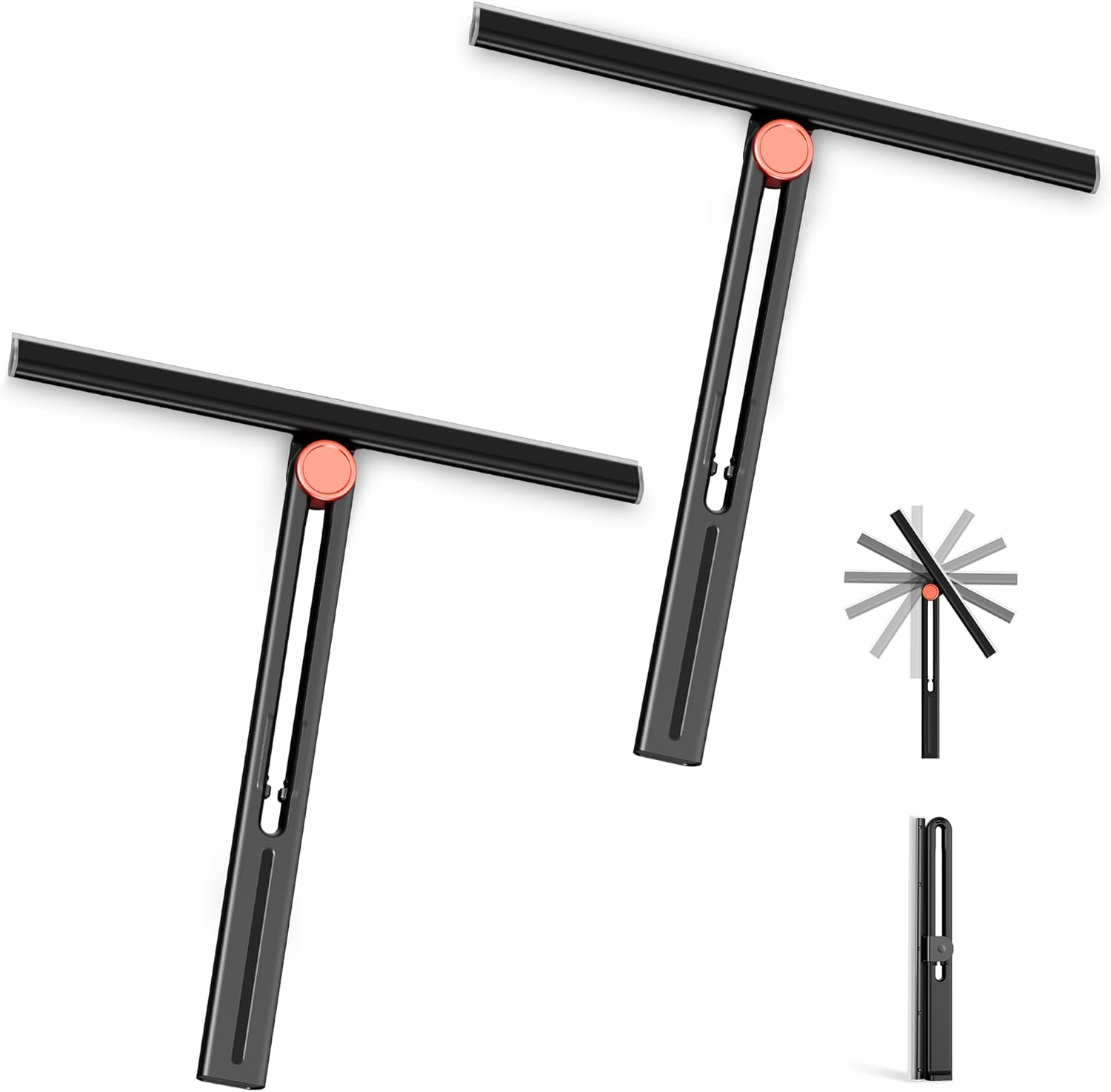 Upgraded Shower Squeegee for Glass Doors with 2 Pack Multi-Purpose 360&deg; Rotating Window Squeegees for Walls Wiper, Car Windshield, Tile, Mirrors and Kitchen image number 5