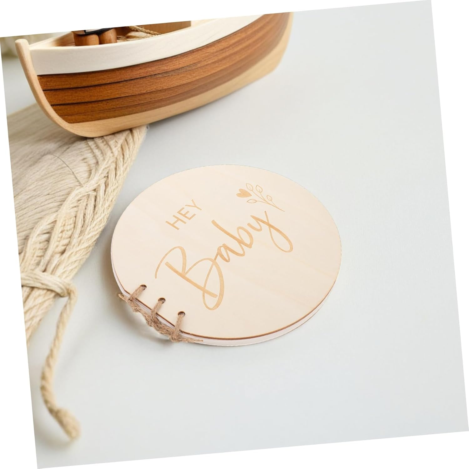 Rustic Wooden Shower Guest Book with Elegant Natural Finish Compact Keepsake Album for Newborn Boys and Pregnancy and First Birthday image number 3