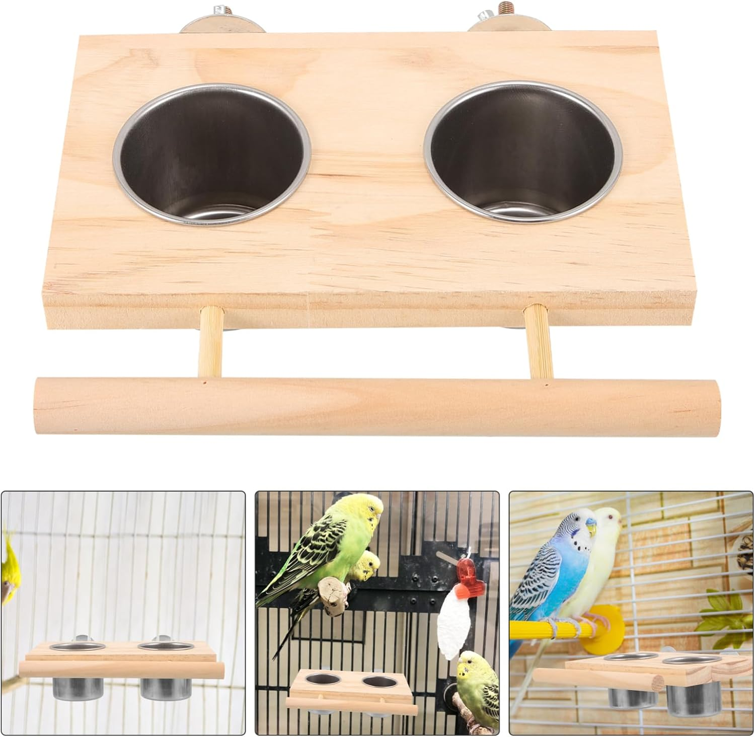 PENIKOKO Parrot Feeding Bowls Bird Perch Cups Metal Bird Food Water Bowl Feeder