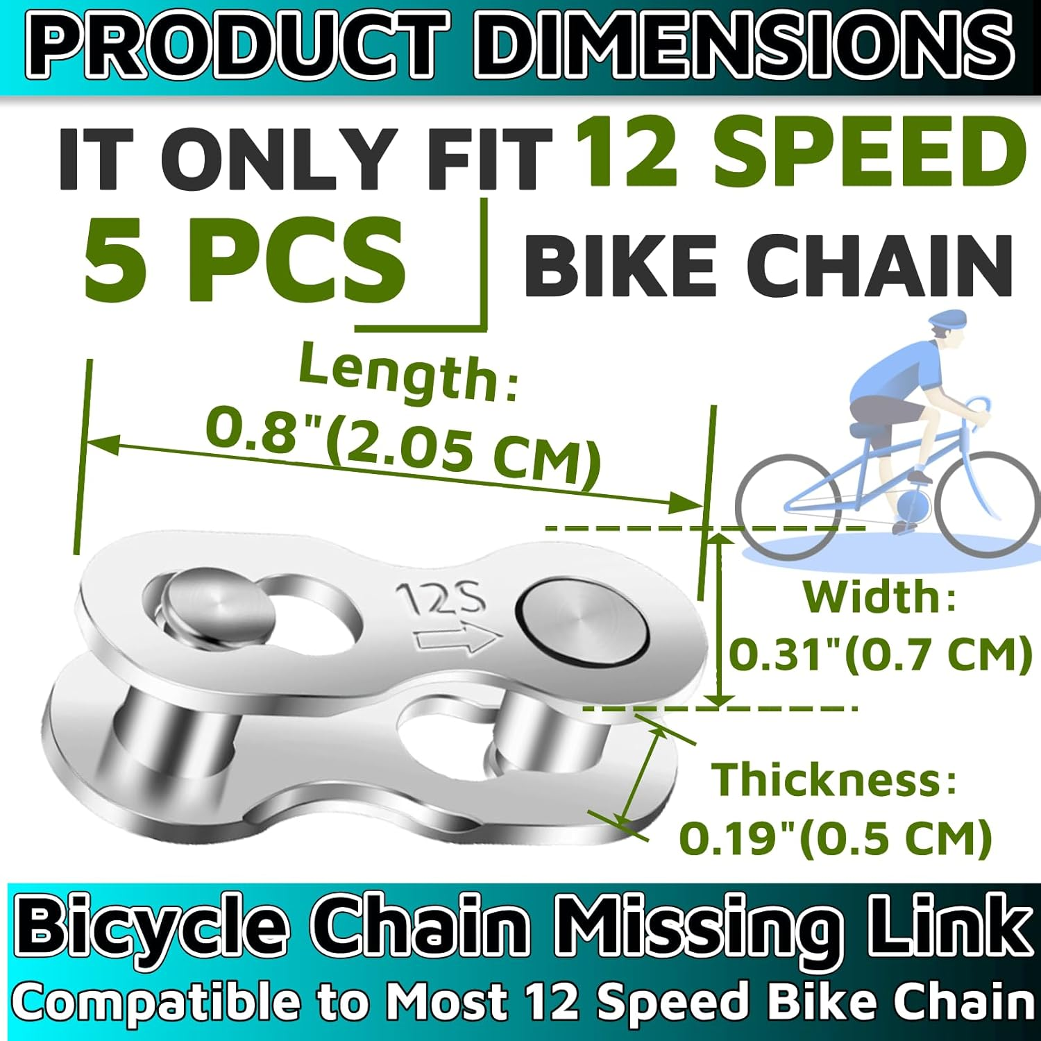 Missing Link 5 Pairs for 12 Speed Chain Master Link for Bicycle Chain Bike Chain Links 12 Speed Bike Chain Master Link Quick Link Bike Parts Bicycle Parts Mountain Bike Parts Chain Connector Link image number 3