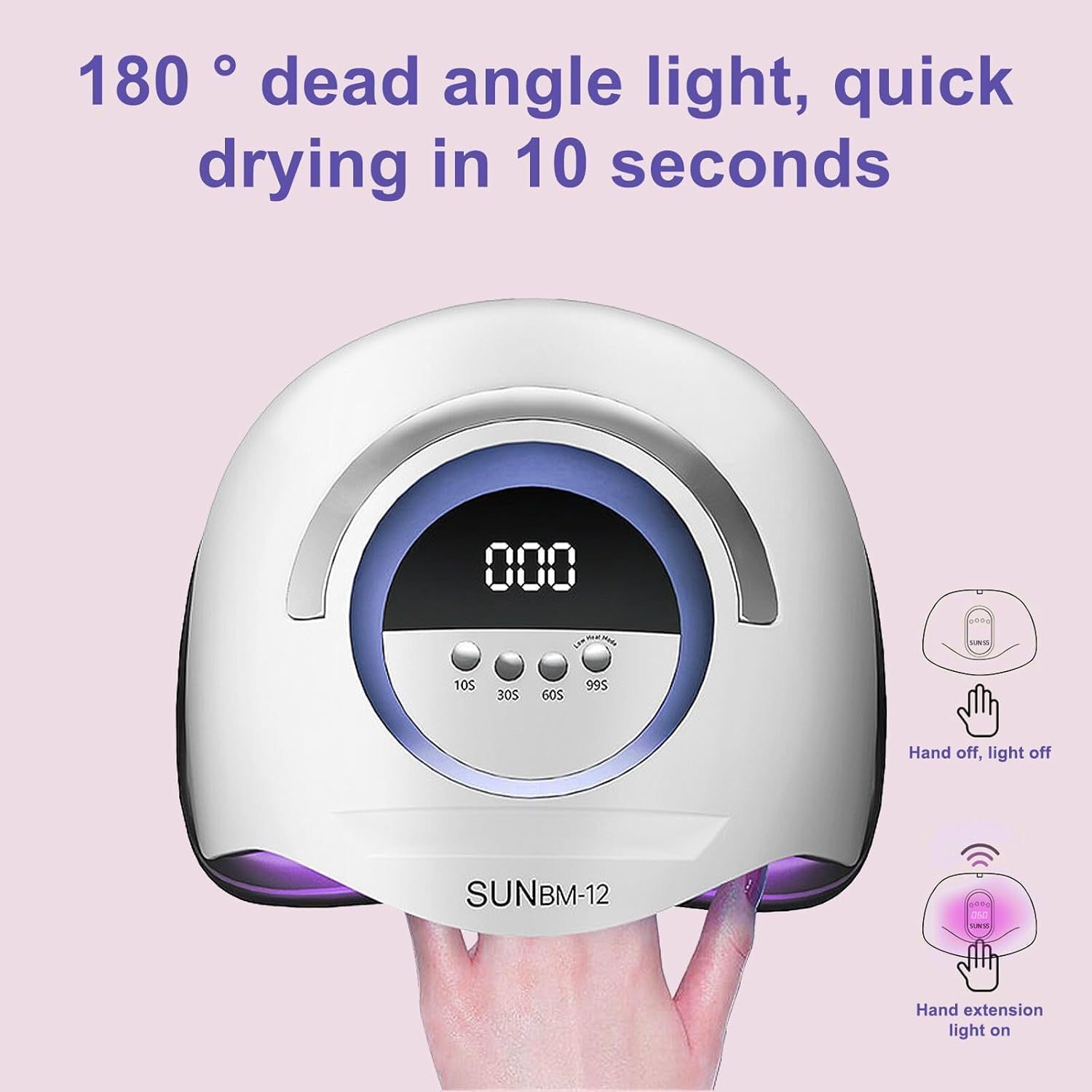 YVXUN 300W UV Nail Lamps for Gel Nails LED Polish Dryer with Phone Holder 72 Beads Nail Curing Lamp with LCD Display Auto Sensor 4 Timer Setting Detachable Nail Dryer for Beginners Home Salon Use image number 6