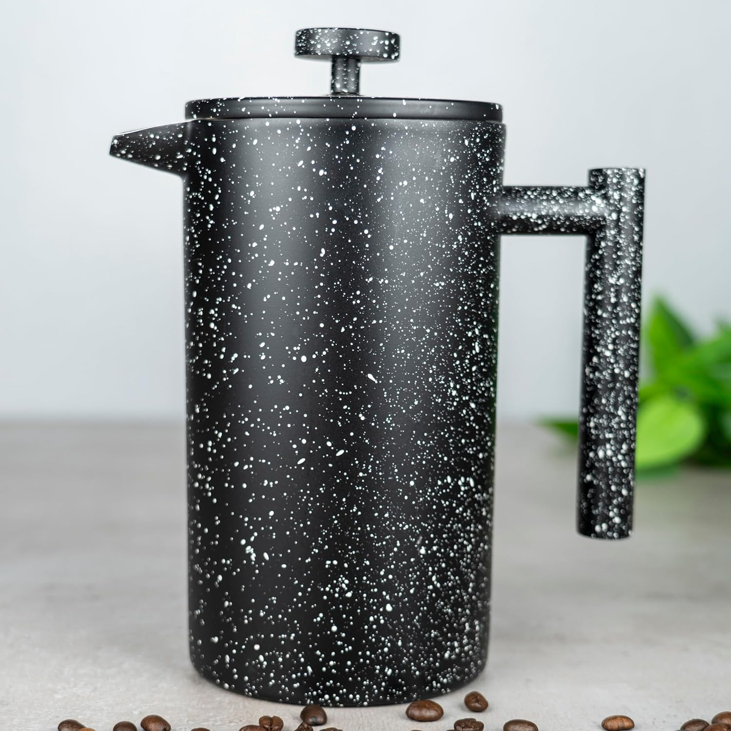Caf&eacute; Ol&eacute; CFD Granite Cafeti&egrave;re, 18/10 Stainless Steel Double Wall Body and Mesh Filter, Black Granite Effect Finish, 350Ml (3 Espresso Cups or 1 Mug)
