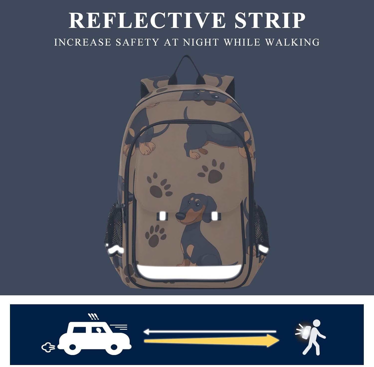 RPLIFE Cute Dachshund Dogs Backpack Kid, Cute Backpack for Kids, Kid Backpack for Travel, Cute Dachshund Dogs, One Size, Traditional Backpacks image number 6